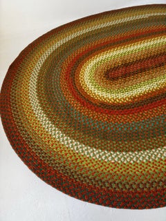 Großer ovaler, geflochtener Vintage-Teppich aus den USA in Herbstfarben, 1970er Jahre, 9' x 11'
