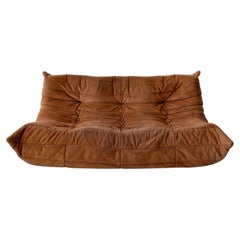 Vintage Ligne Roset Togo sofa by Michel Ducaroy in a toasted brioche alcantara