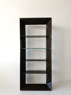 Postmodern steel etagere with smoked glass shelves (1980s)