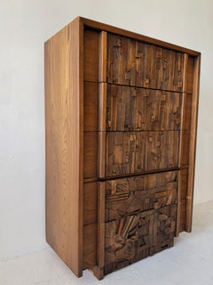 Lane "Pueblo" brutalist vintage lowboy dresser credenza (1970s)
