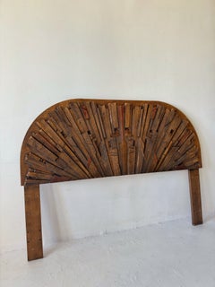 Lane "Pueblo" brutalist 60" queen bed heardboard (1970s)