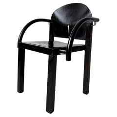 Schwarzer Beistellstuhl aus schwarzem Holz, Arno Votteler für Knoll Eclipse zugeschrieben