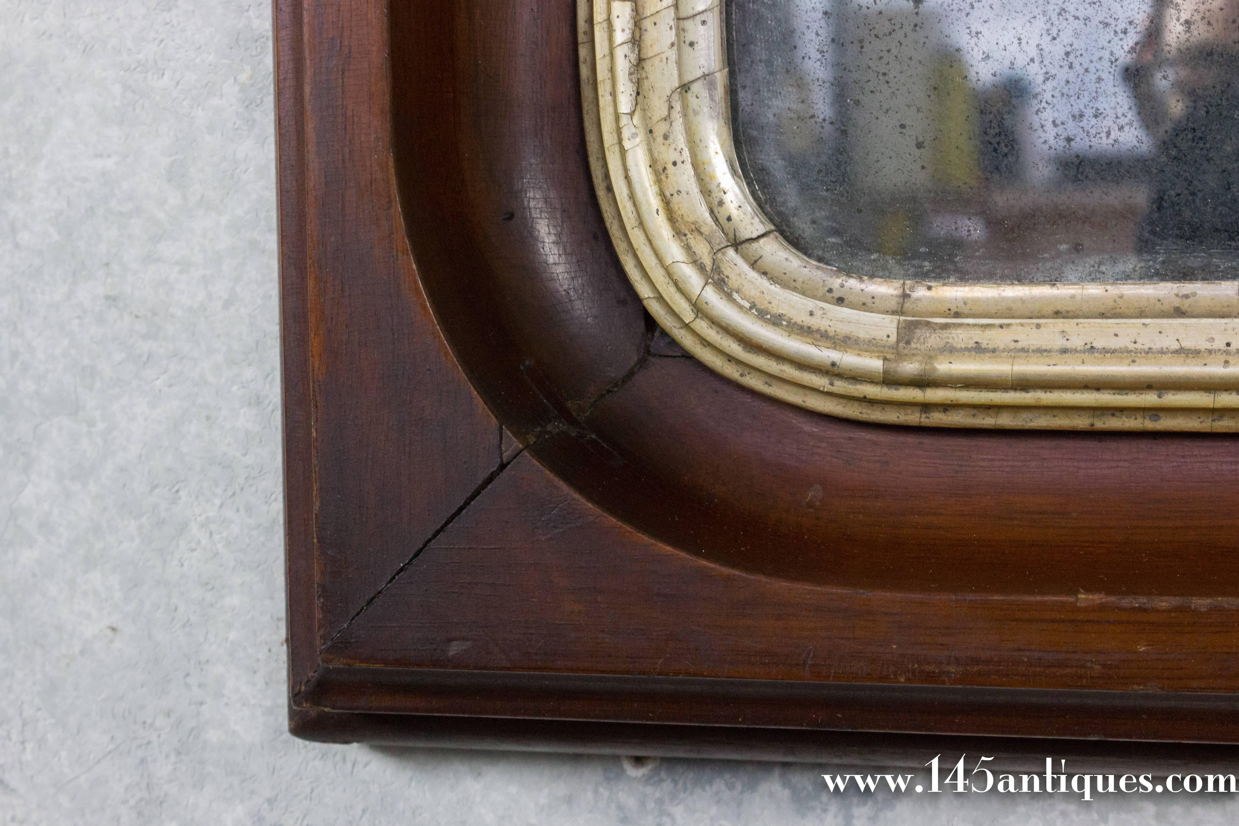 Mahogany Arched Frame Mirror with Gilt Border In Excellent Condition In Buchanan, NY