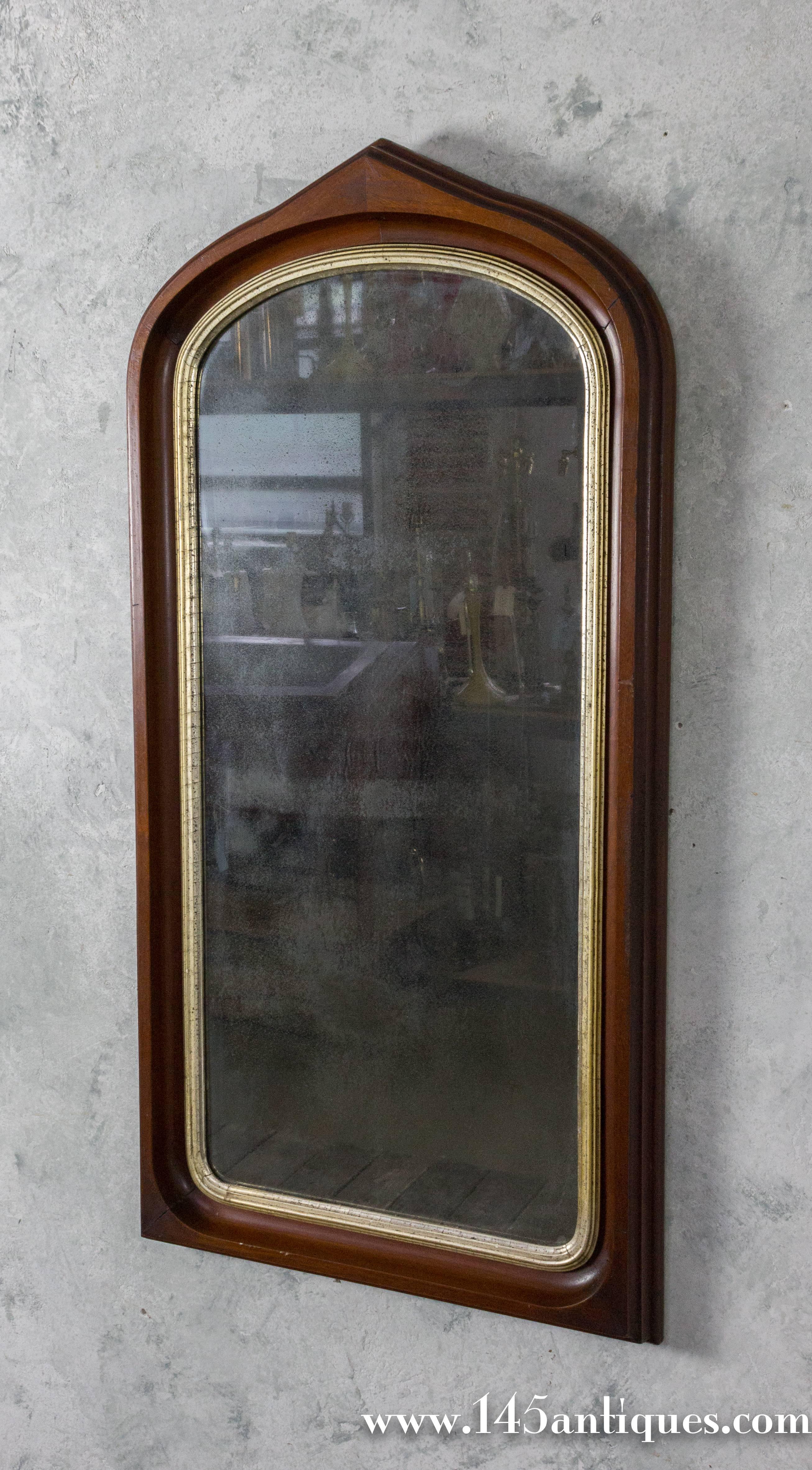 Mahogany Arched Frame Mirror with Gilt Border 2