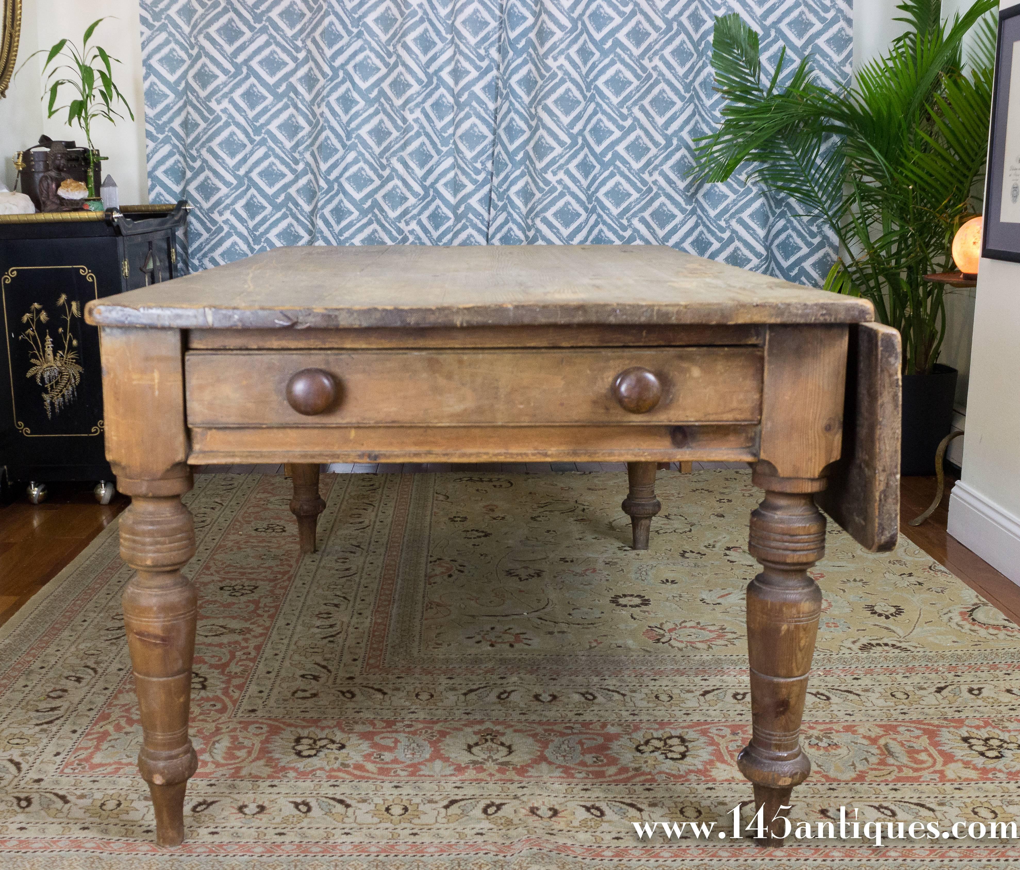 British English 19th Century Solid Pine Farm Table