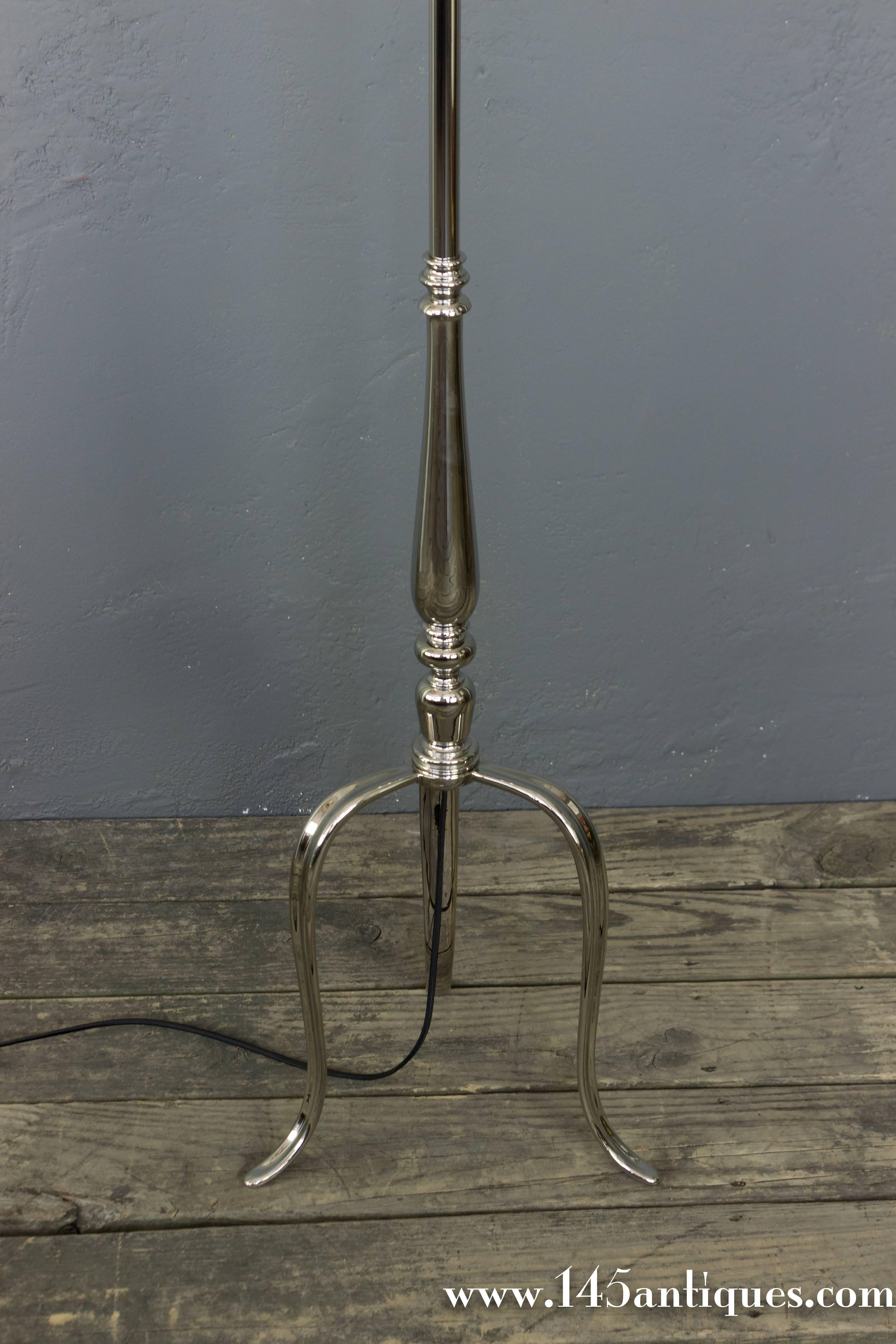 Mid-Century Modern Pair of French 1950s Nickel-Plated Floor Lamps