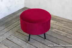 Italian Ottoman in Red Chenille