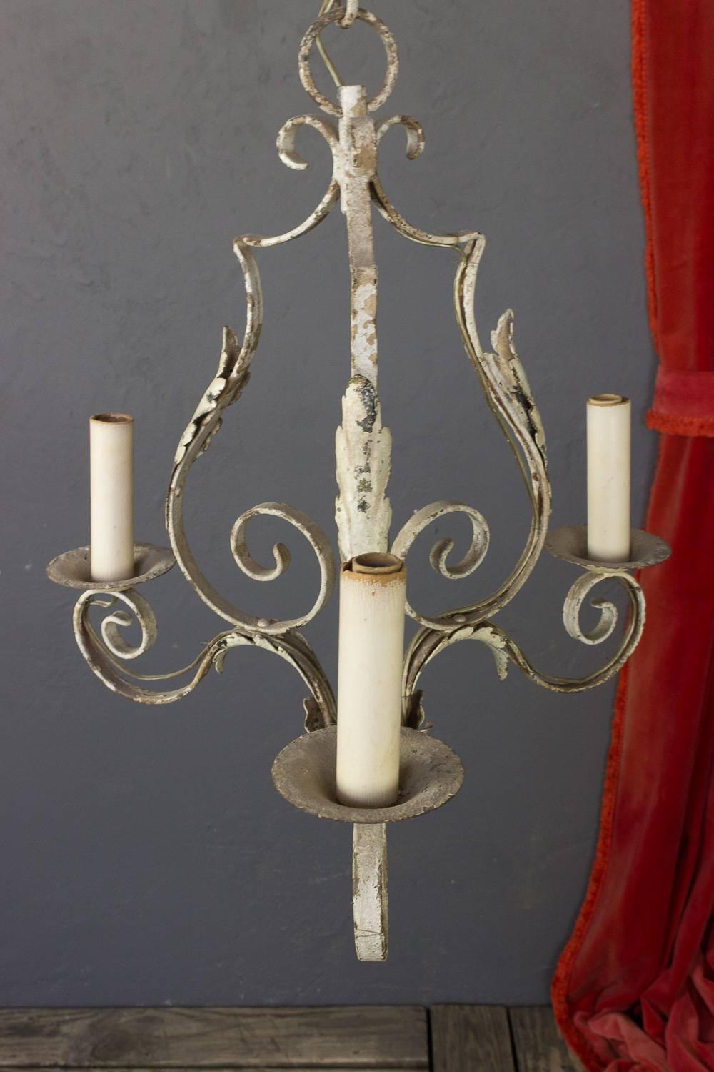 Small French Wrought Iron Chandelier 1