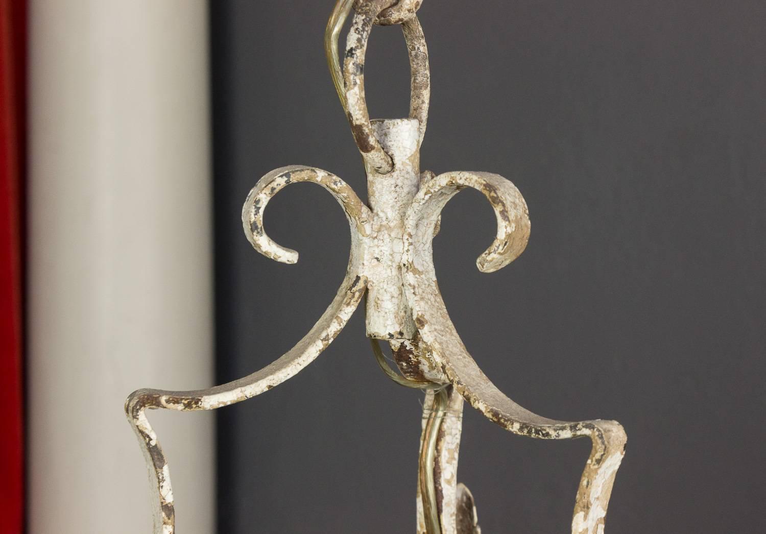Neoclassical Revival Small French Wrought Iron Chandelier