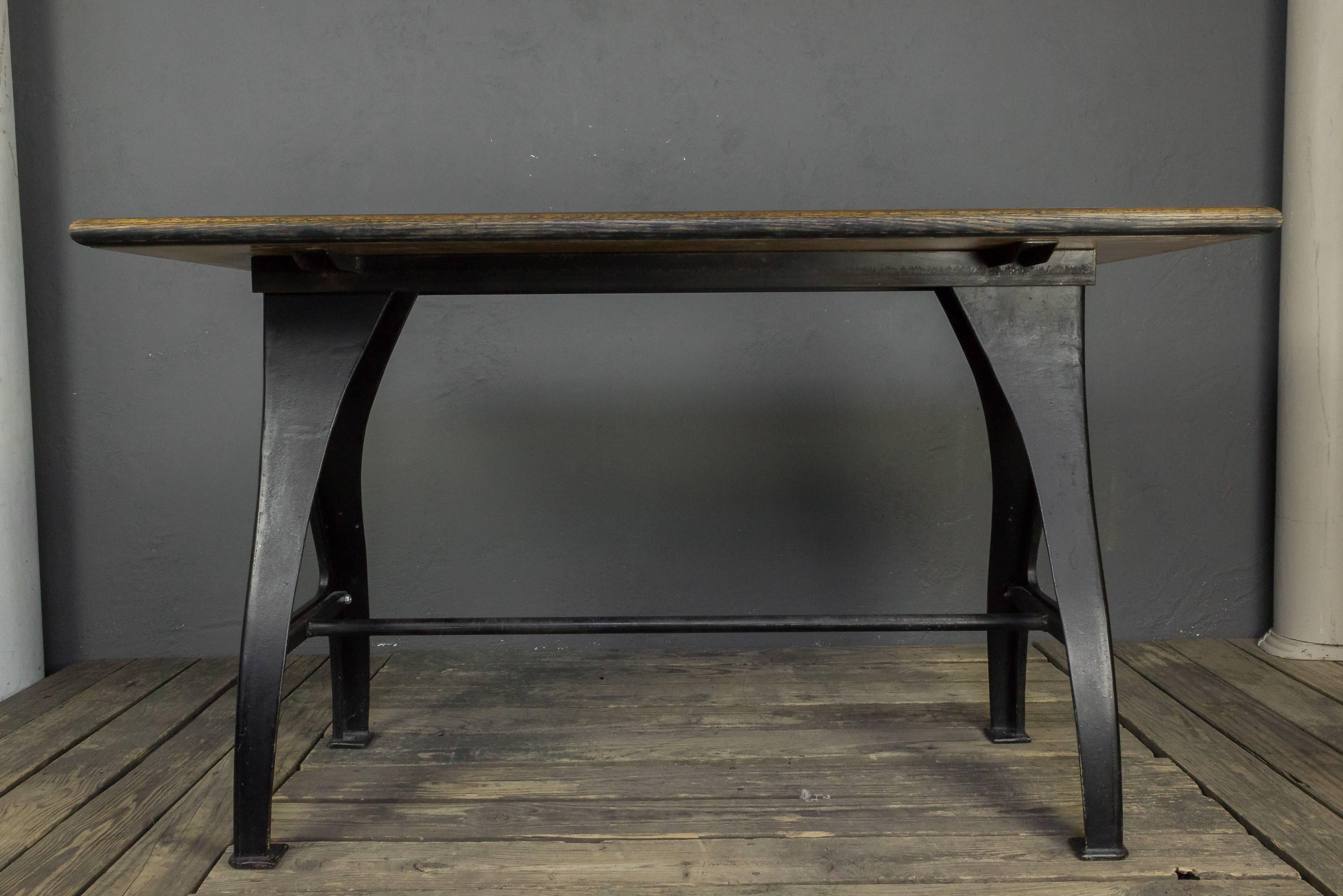 Industrial Early 20th Century Iron and Wood Factory Table