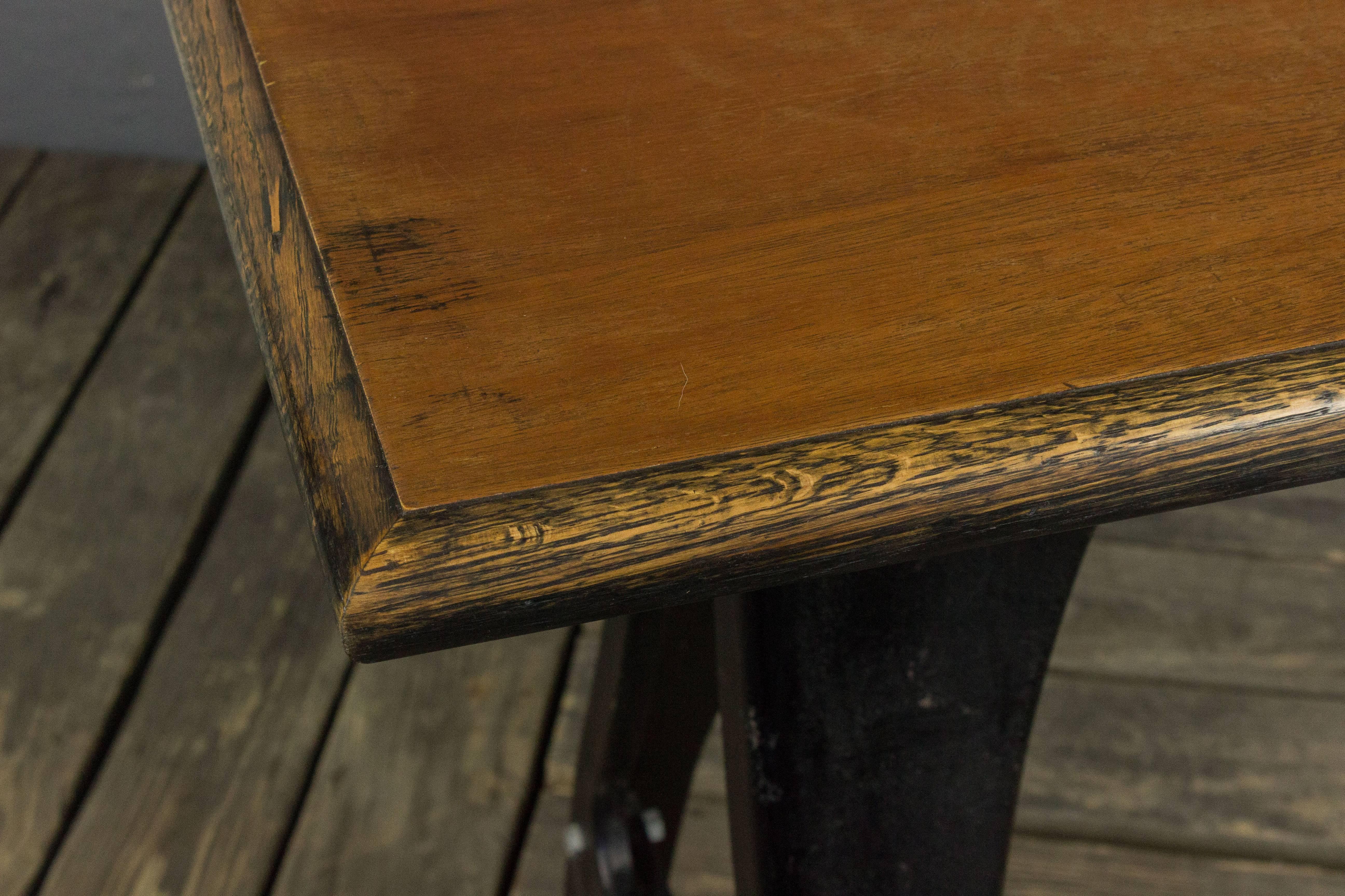 Early 20th Century Iron and Wood Factory Table 1