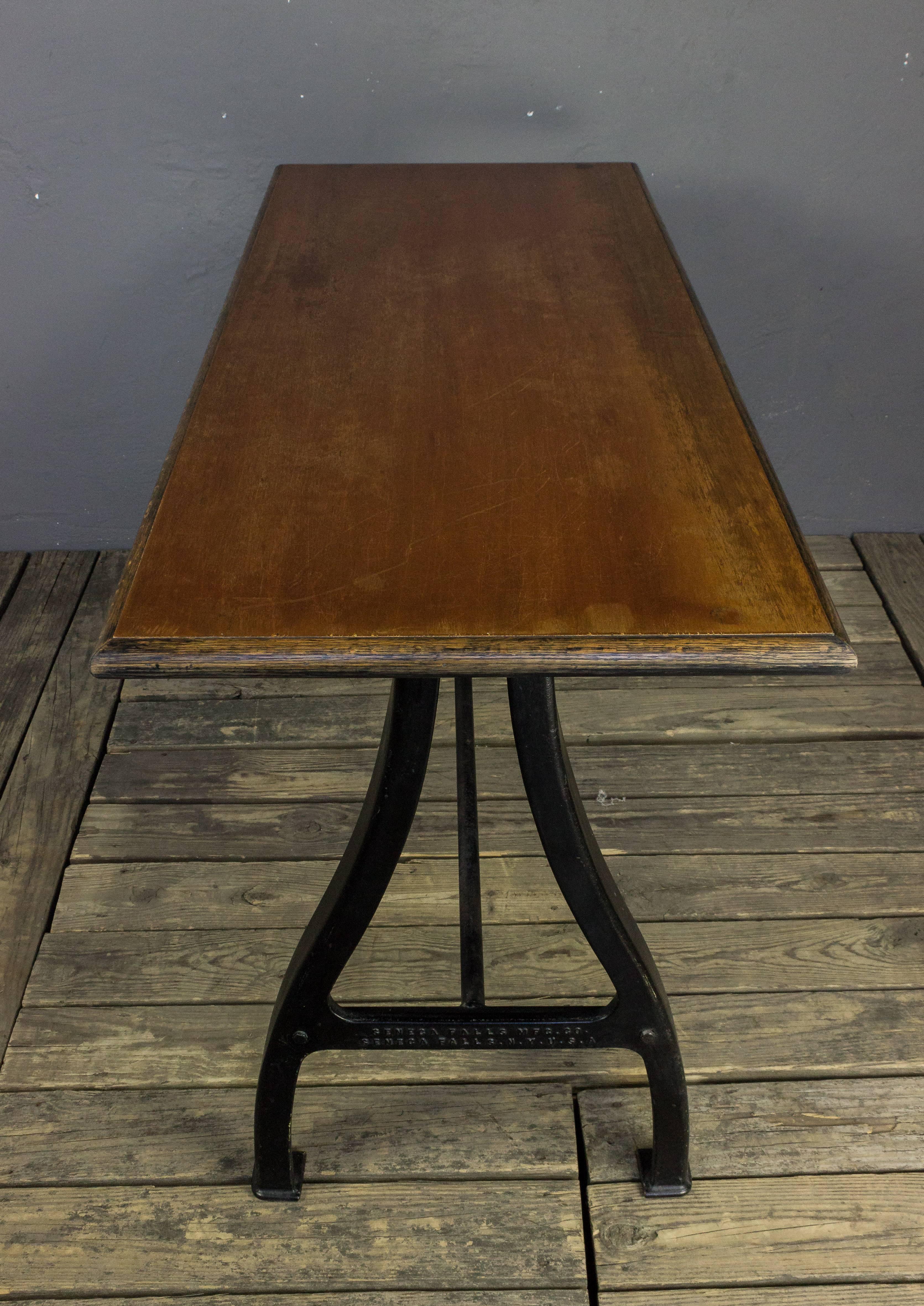 Painted Early 20th Century Iron and Wood Factory Table