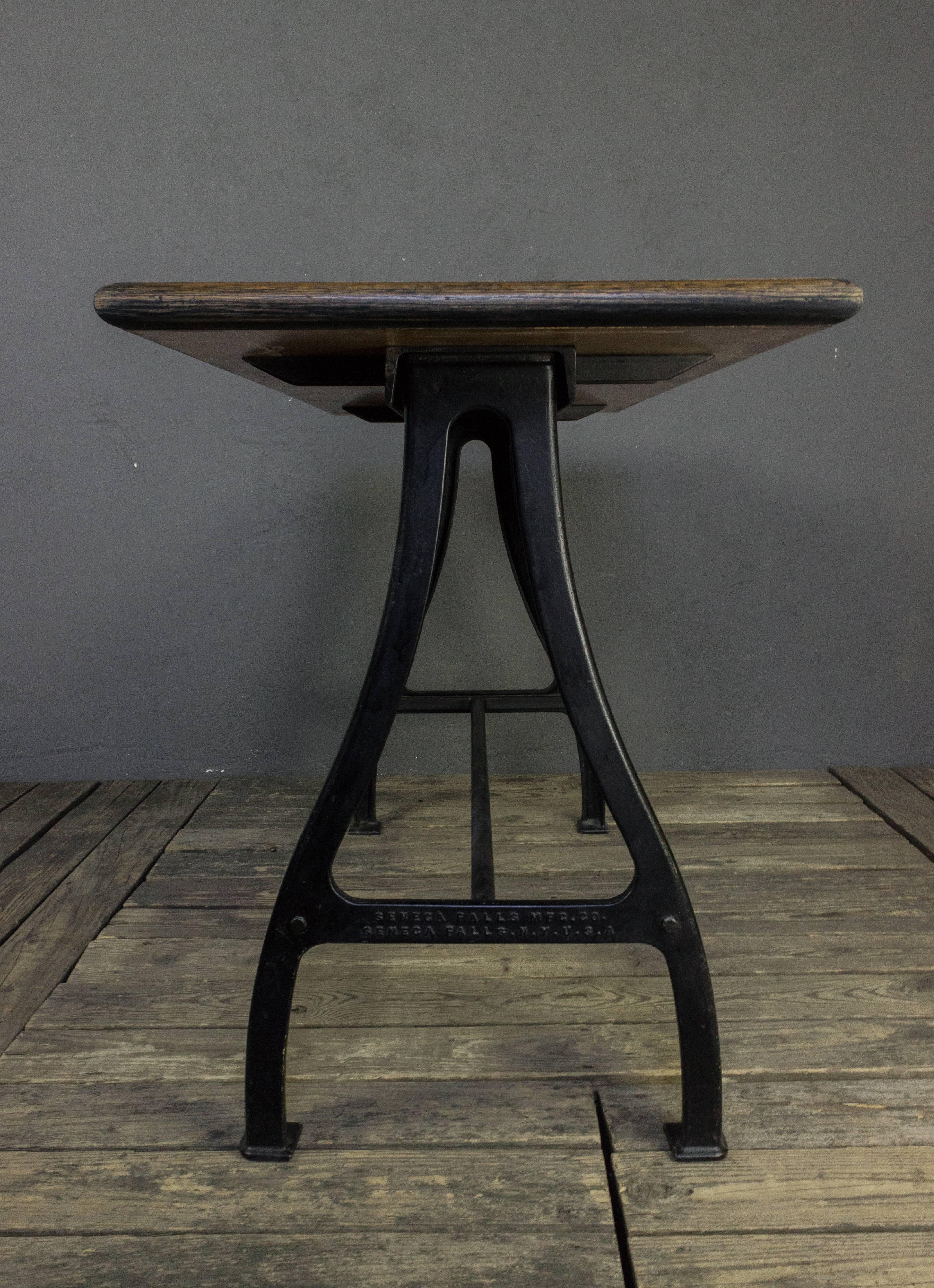American Early 20th Century Iron and Wood Factory Table