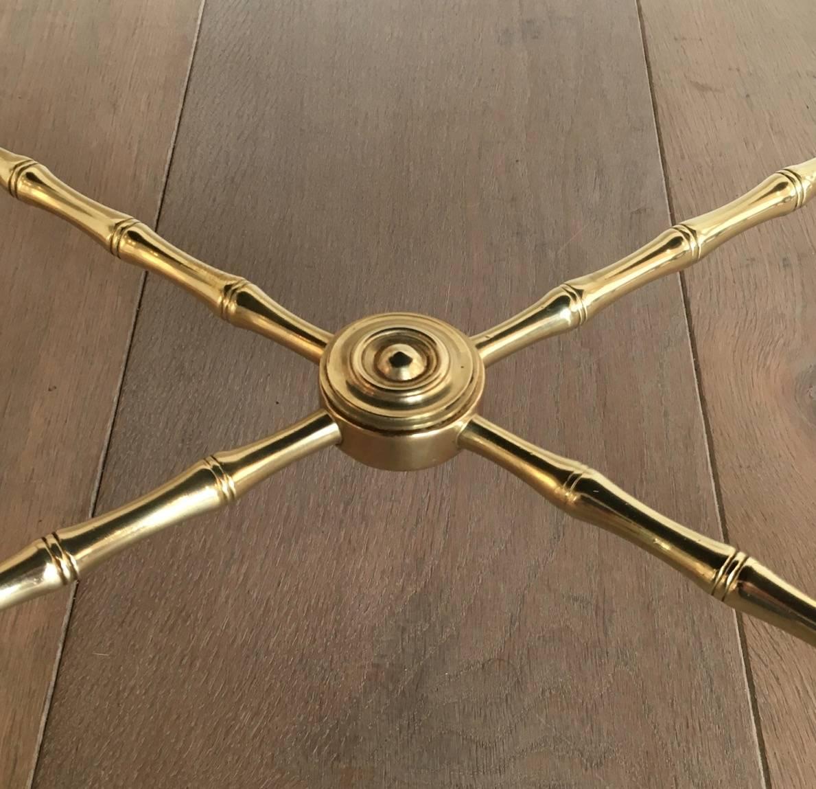 Mid-20th Century Maison Bagués Faux-Bamboo Coffee Table in Bronze