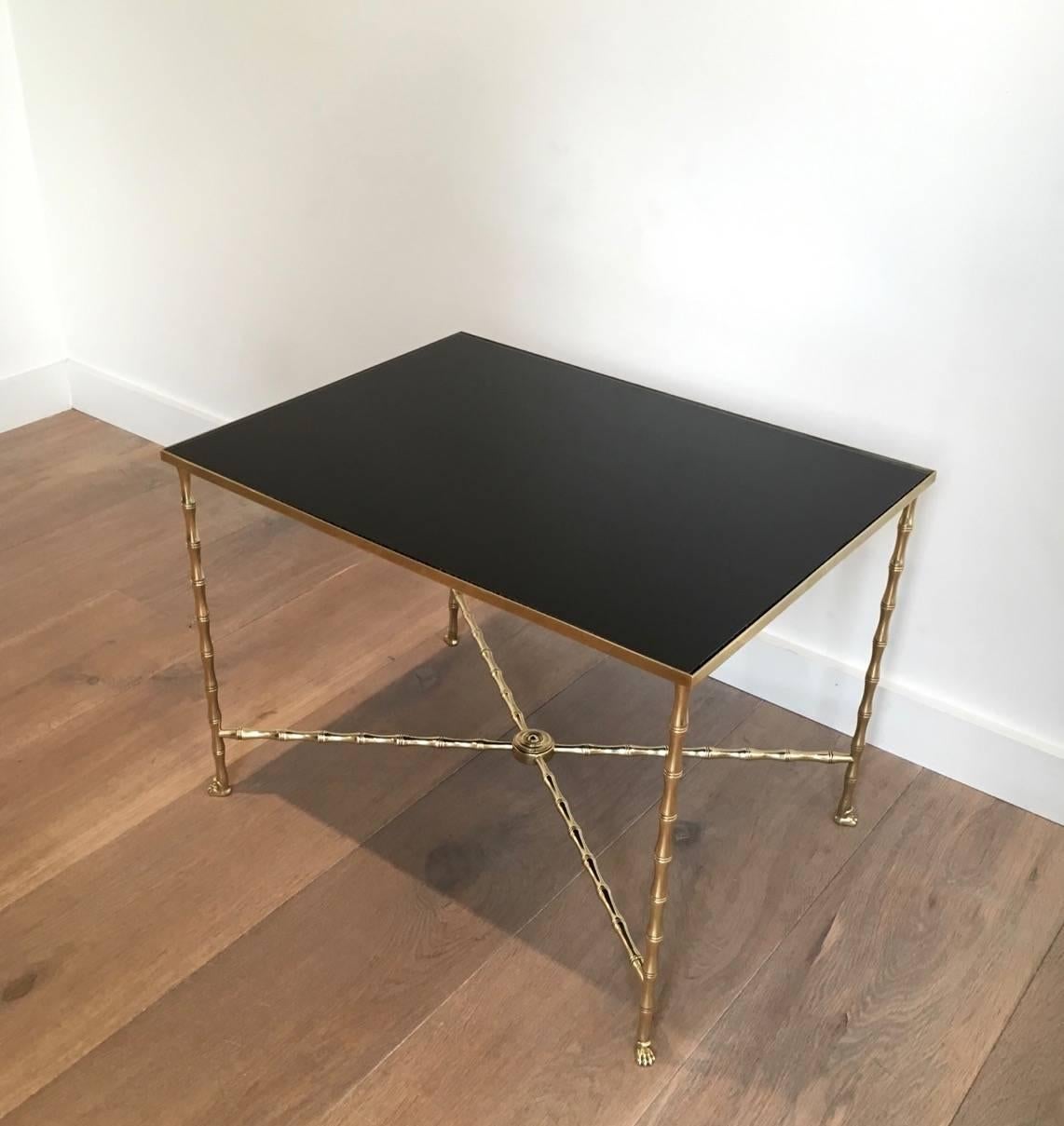 French Provincial Maison Bagués Faux-Bamboo Coffee Table in Bronze