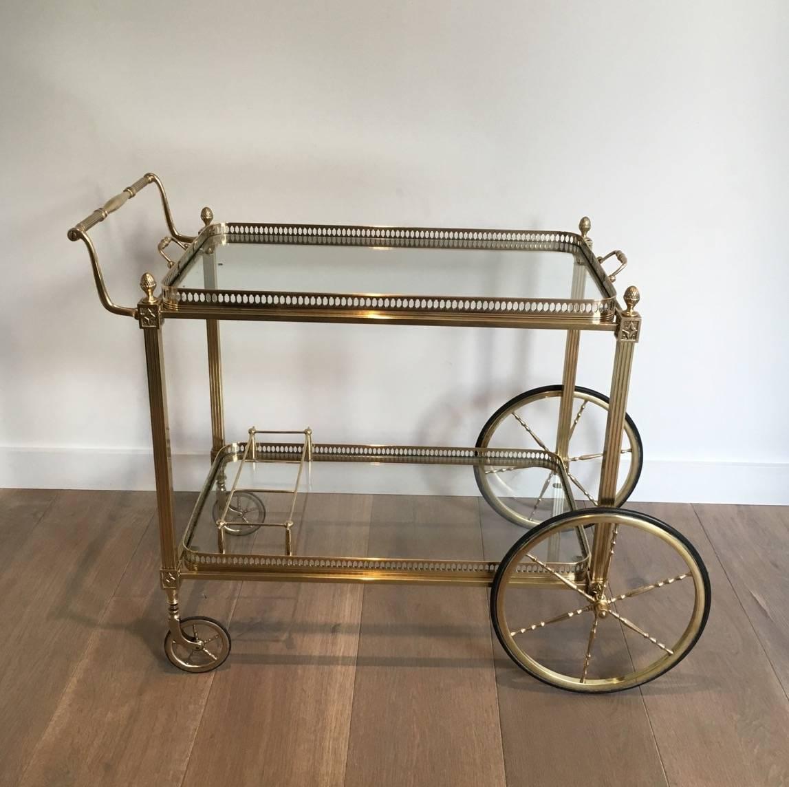 Mid-20th Century French Neoclassical Style Brass Bar Cart