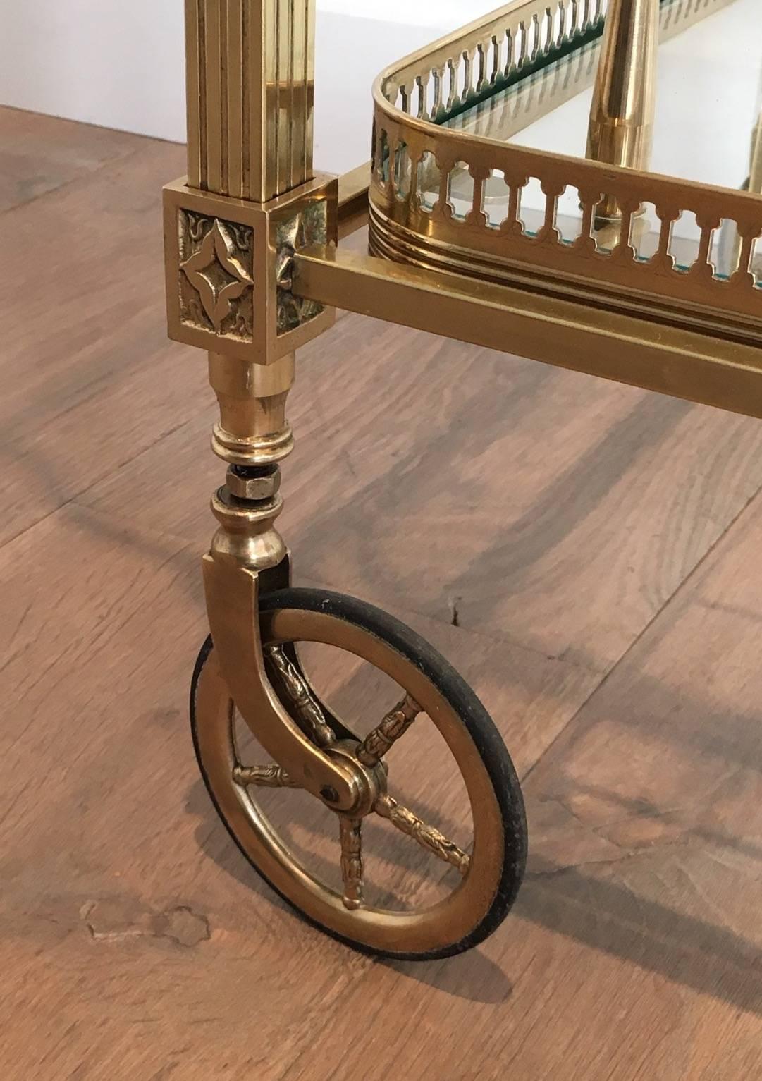 French Neoclassical Style Brass Bar Cart 1