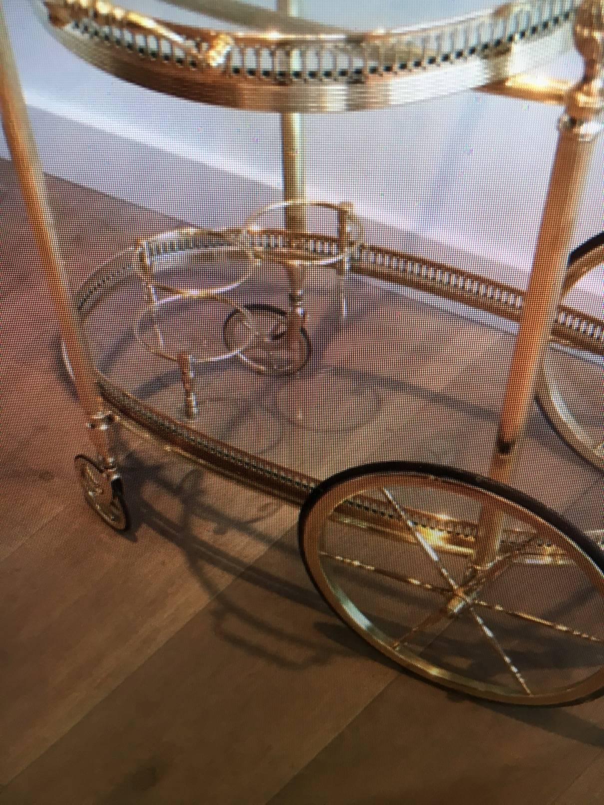 French Neoclassical Style Brass Bar Cart 3