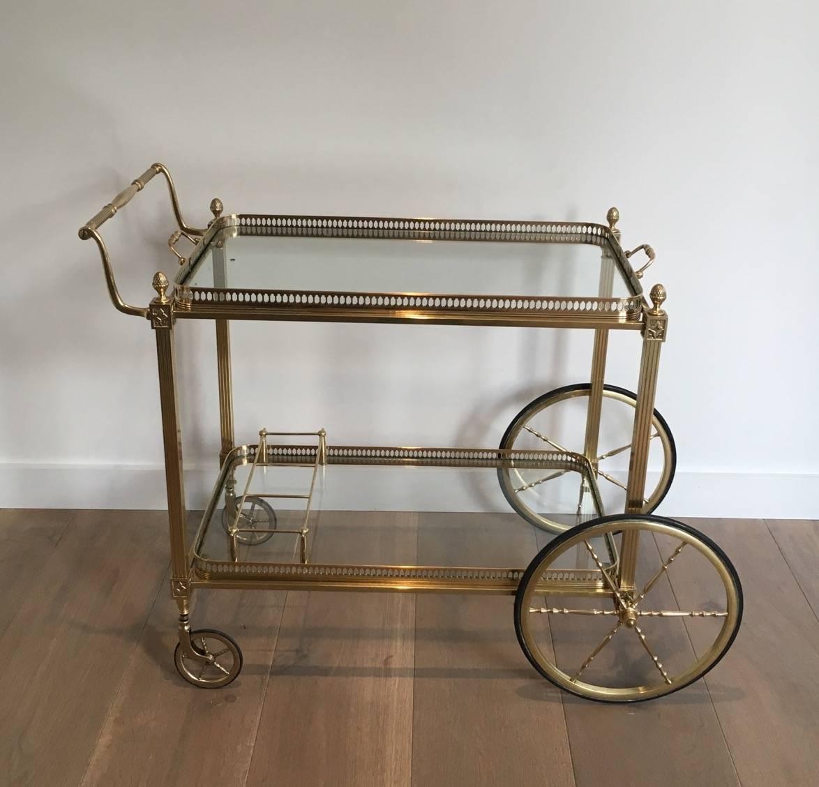 French Neoclassical Style Brass Bar Cart 2