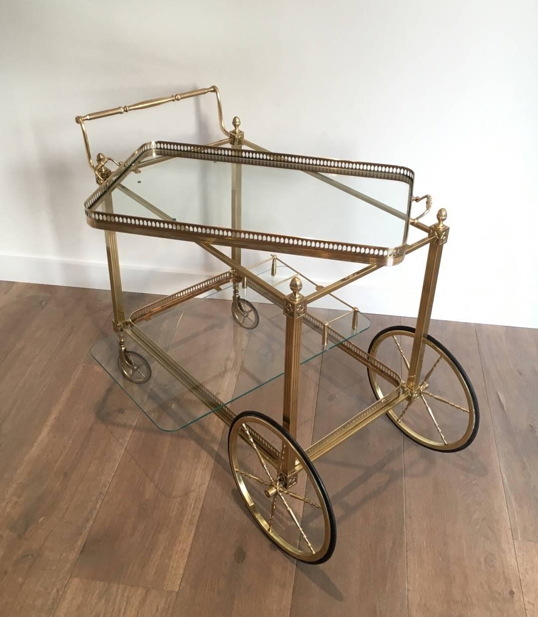 French Neoclassical Style Brass Bar Cart 6
