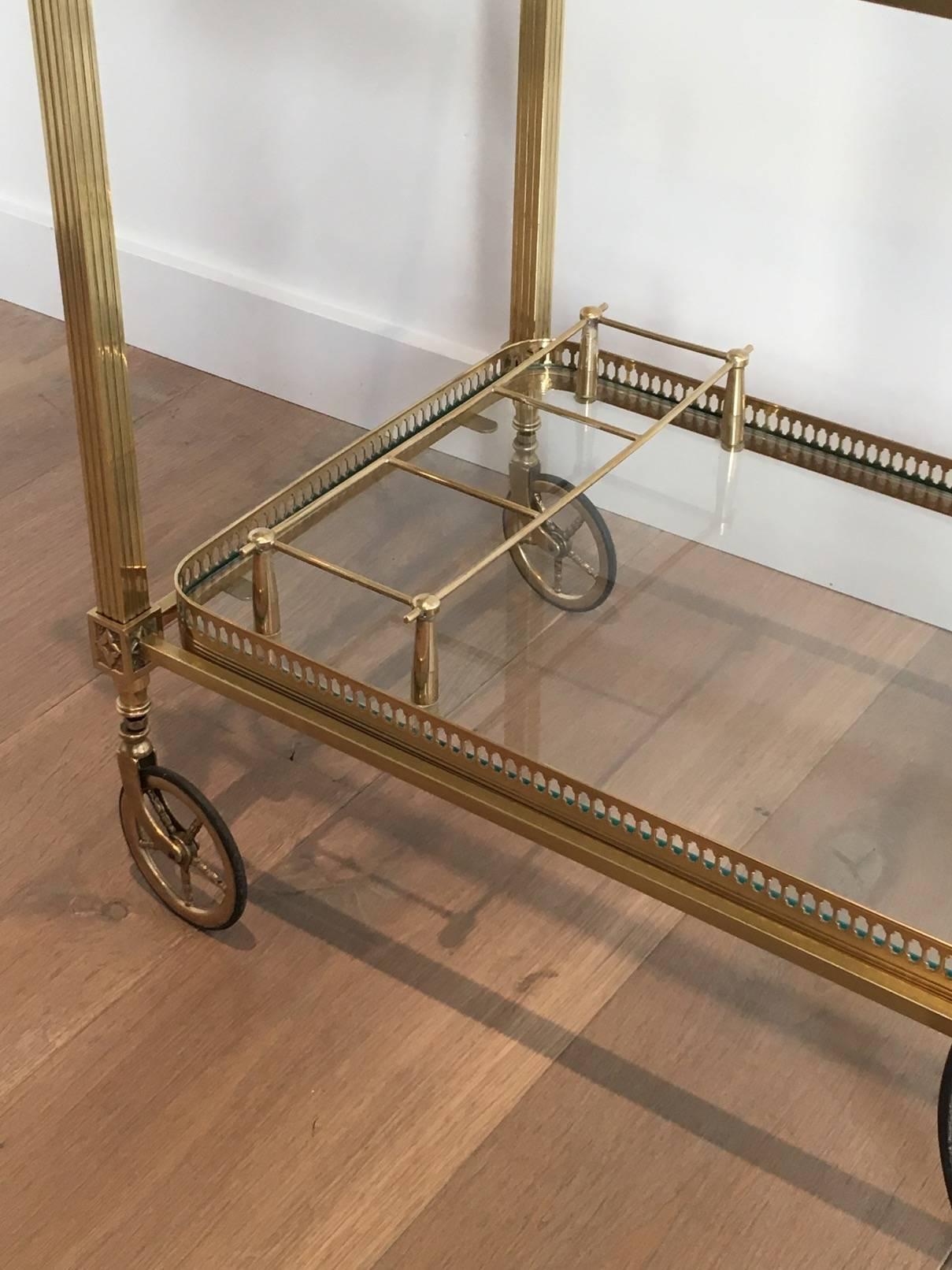 French Neoclassical Style Brass Bar Cart 4
