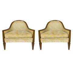 Pair of French, 1950s Rounded Armchairs