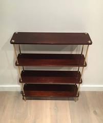 French 1940s Mahogany and Brass Shelving Unit