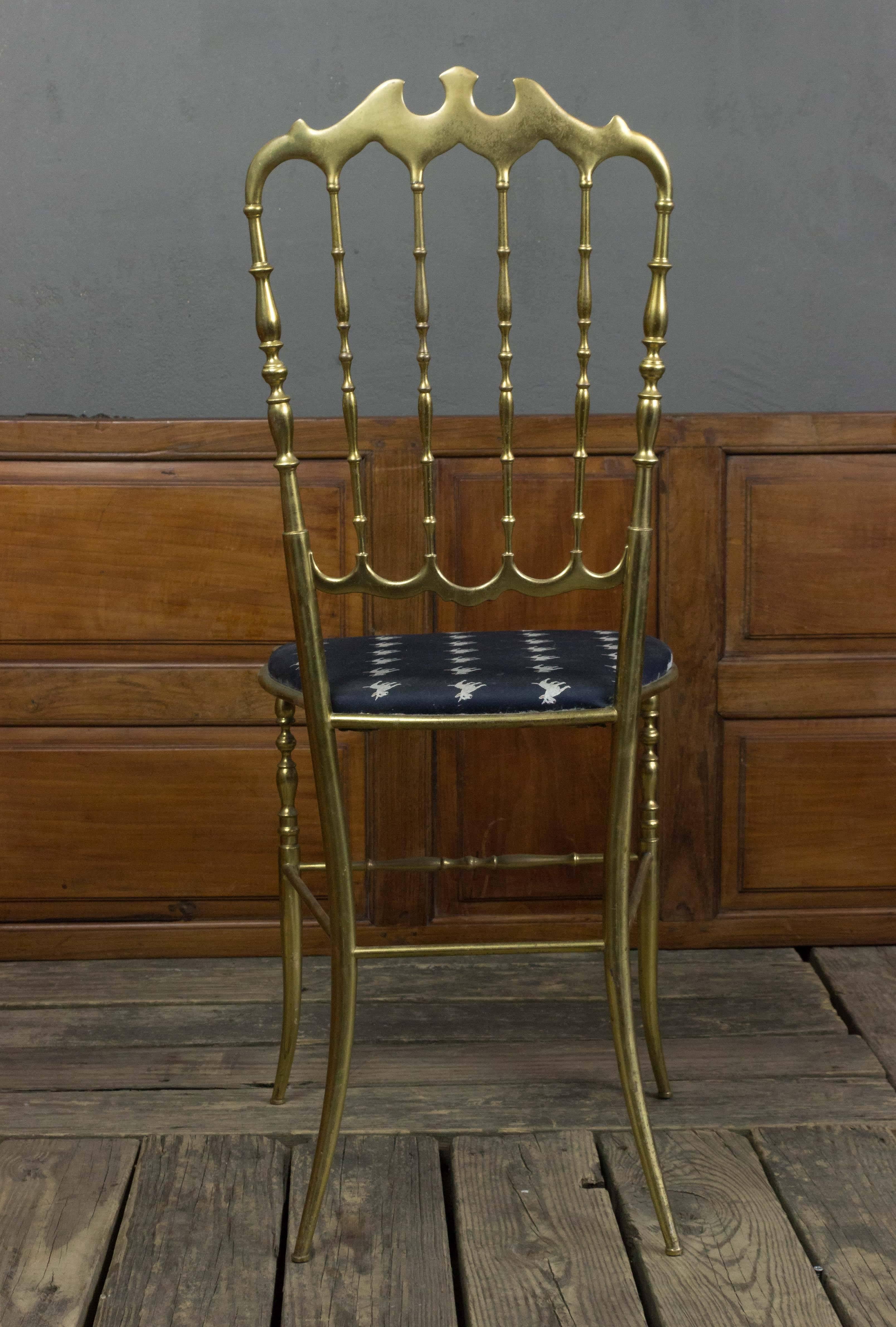 Polished 1950s Italian Chiavari Brass Ballroom Chair For Sale