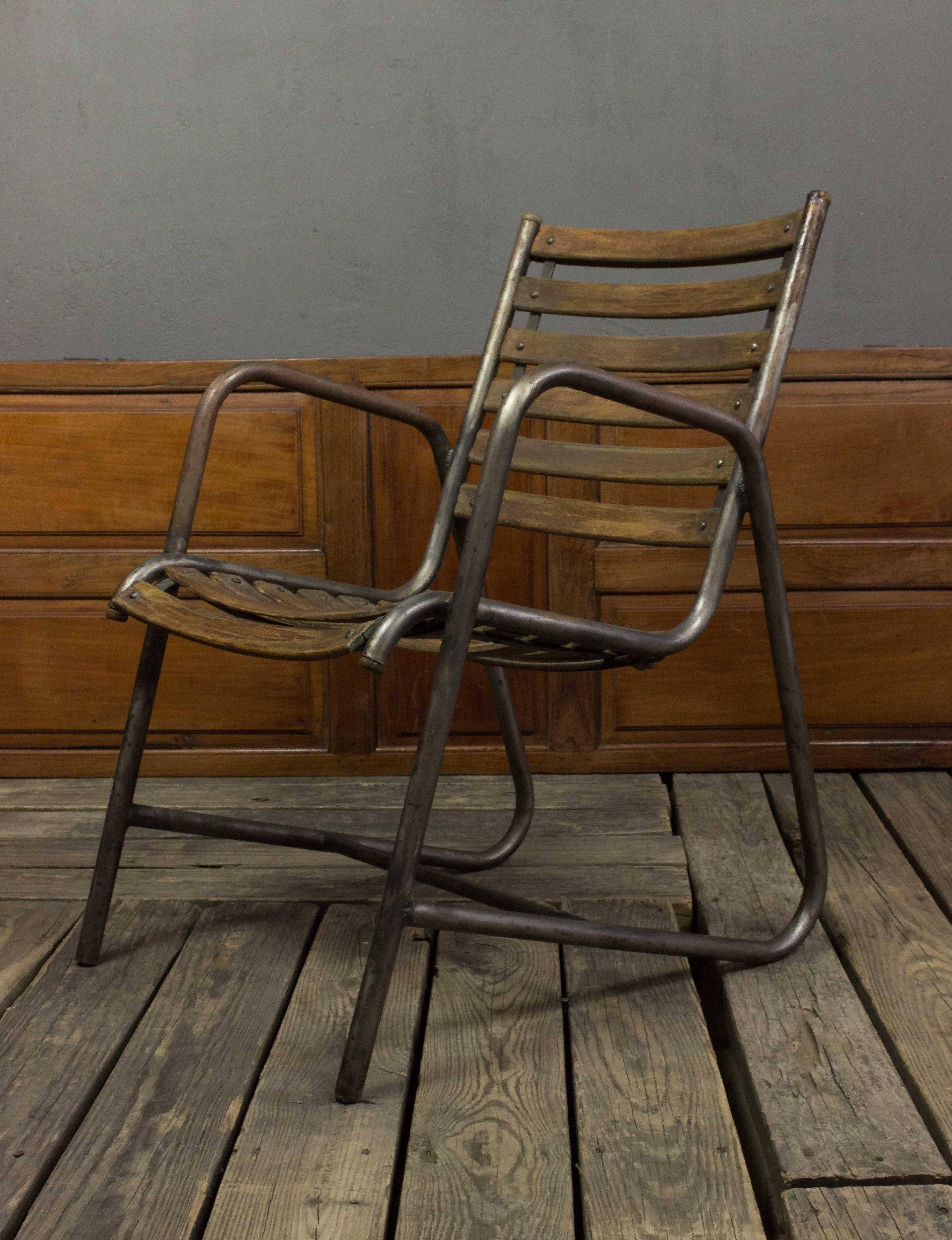 Mid-20th Century American Mid-Century Iron and Wood Garden Chairs