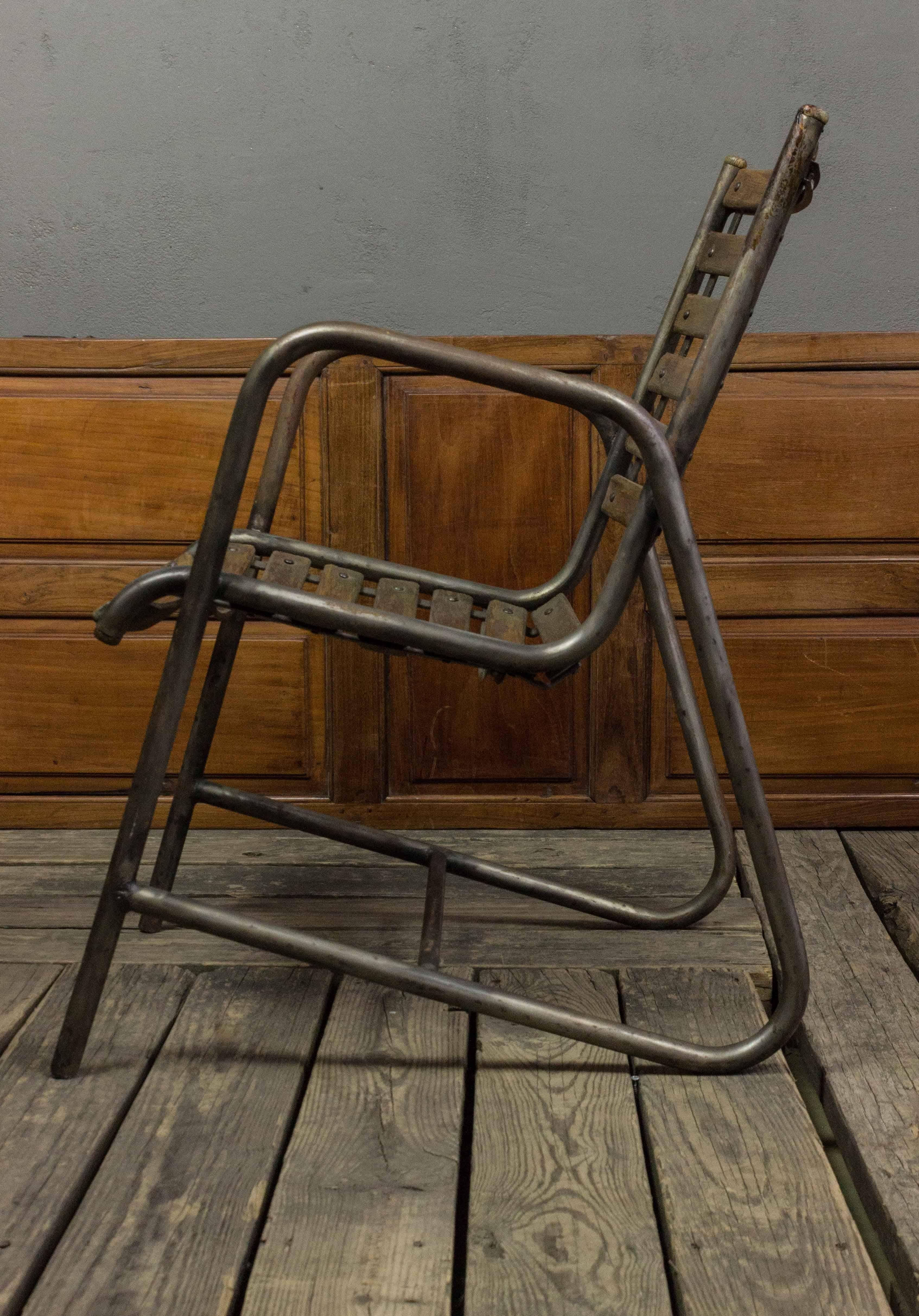American Mid-Century Iron and Wood Garden Chairs 1