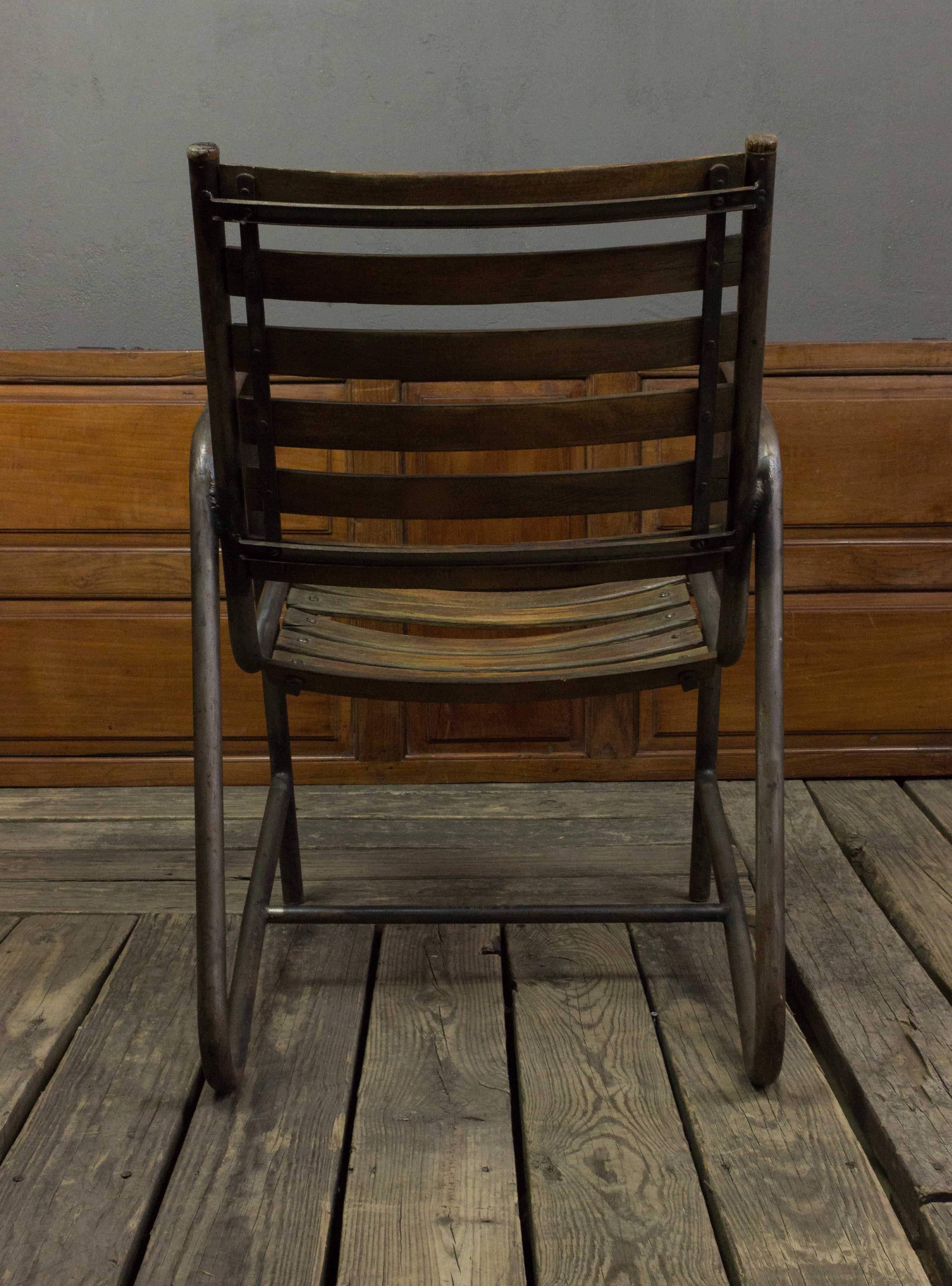 American Mid-Century Iron and Wood Garden Chairs 3