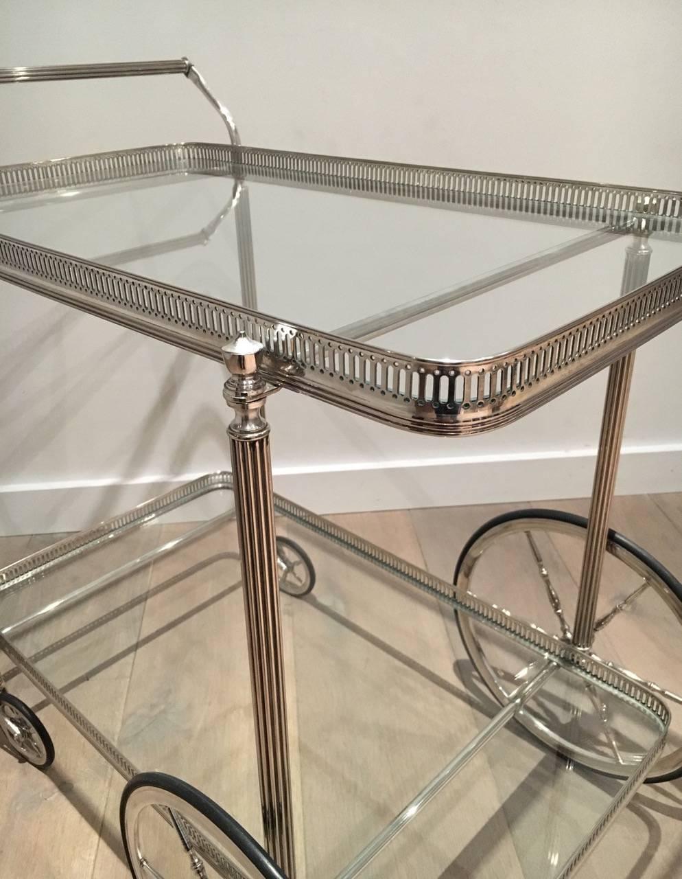1940s French Silver Bar Cart 3