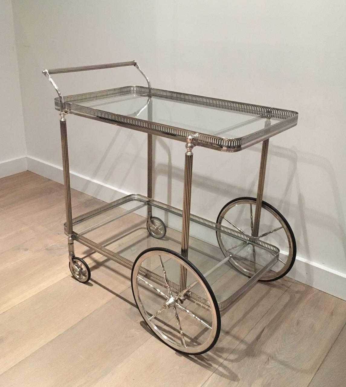 1940s French Silver Bar Cart 4