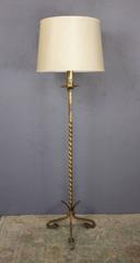 Pair of Gilt Iron Floor Lamps with Tripod Base
