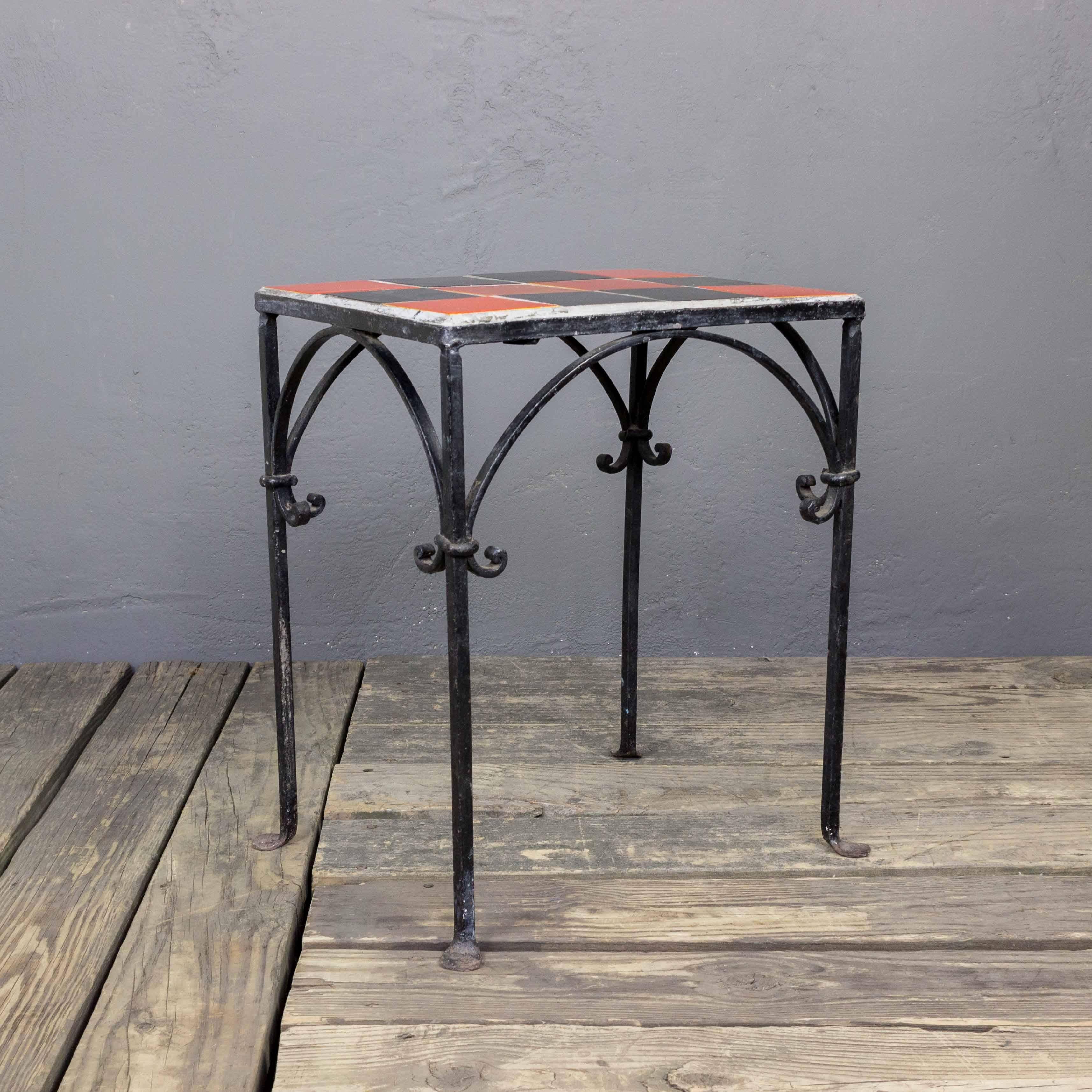 Iron Side Table with Ceramic Tiles 1