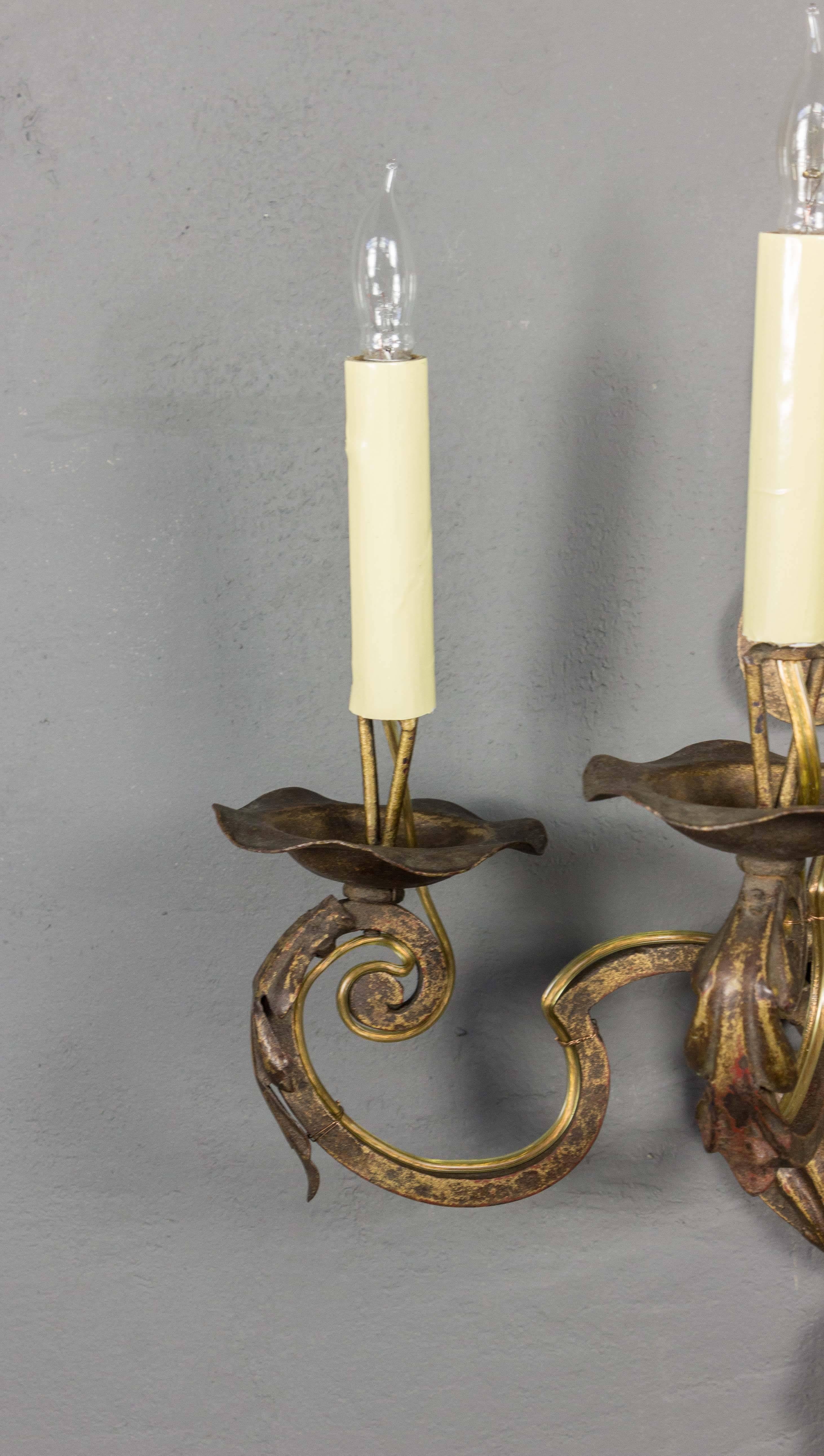 Pair of French three-Arm Louis XV Style Sconces 2