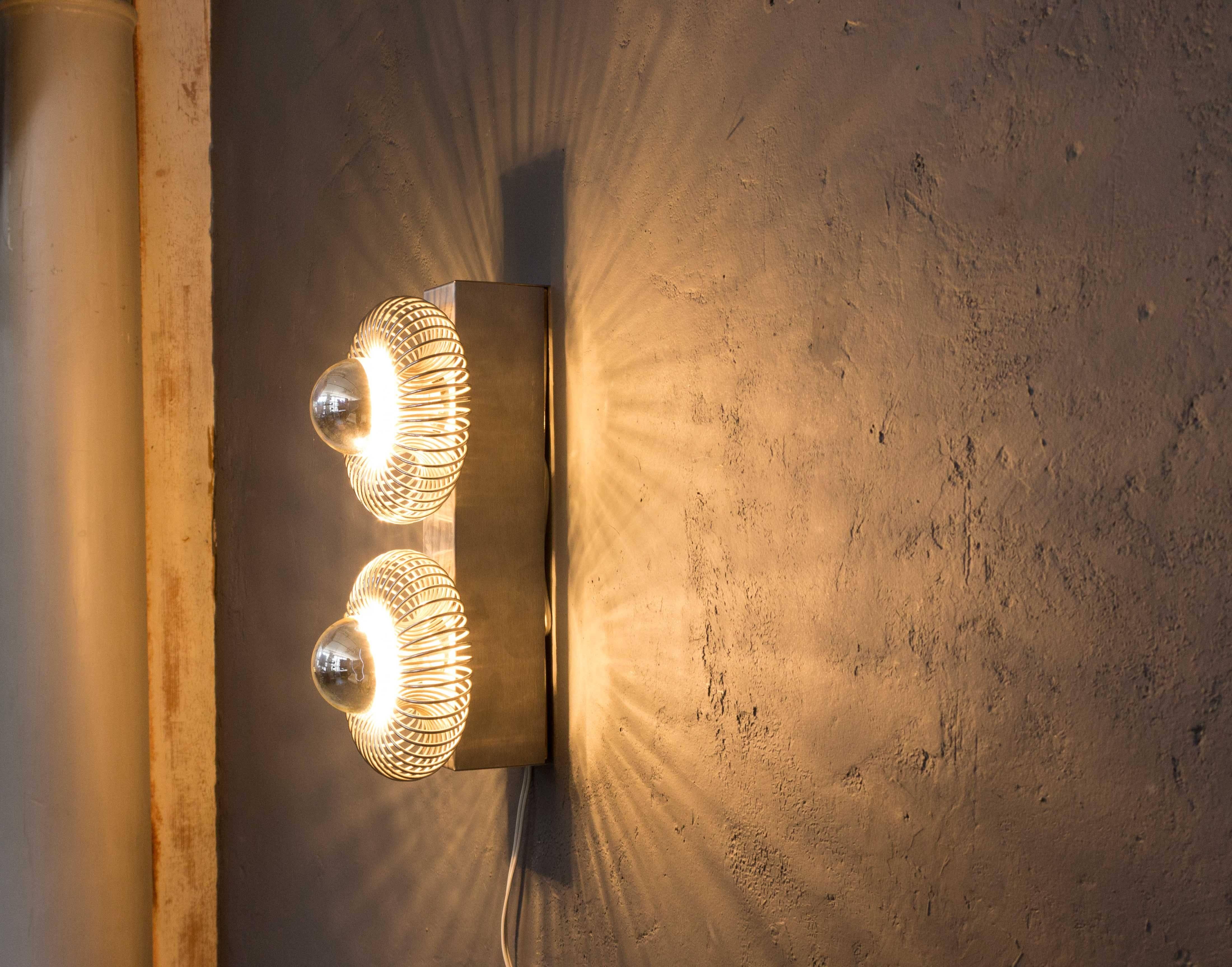 Late 20th Century French 1970s Metal Sconce with Double Lights