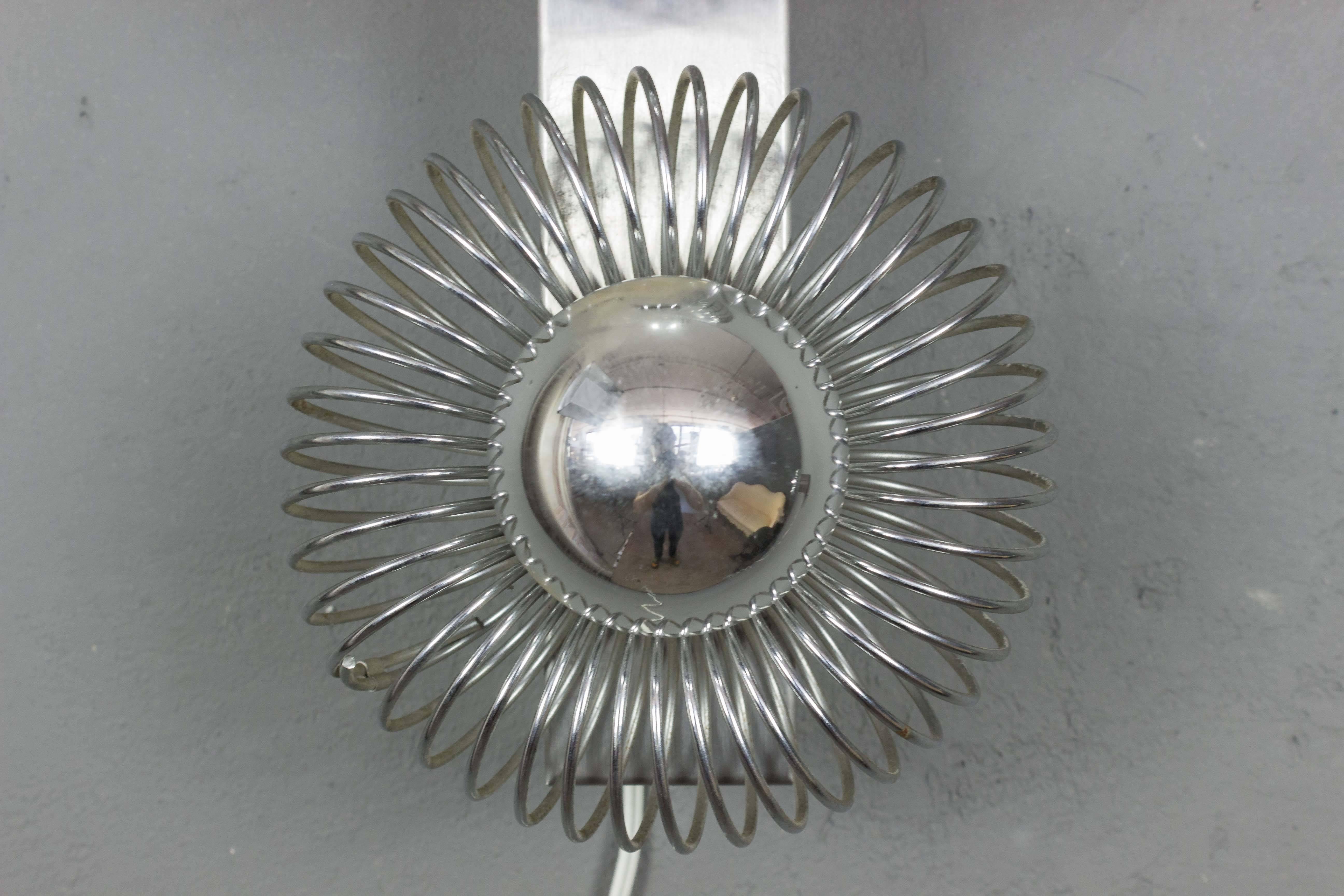 French 1970s Metal Sconce with Double Lights 2