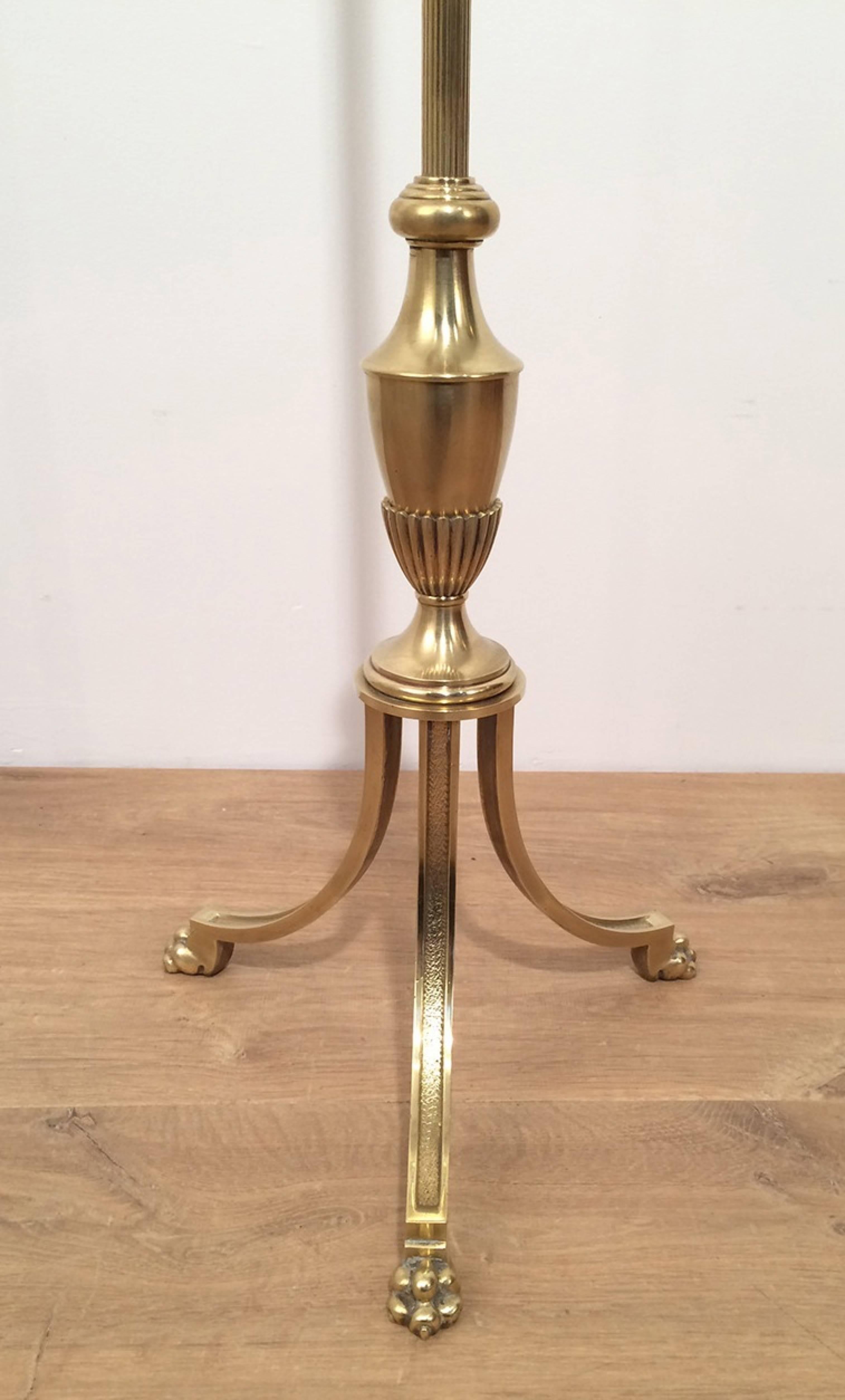 Neoclassical French Brass and Bronze Floor Lamp by Maison Jansen