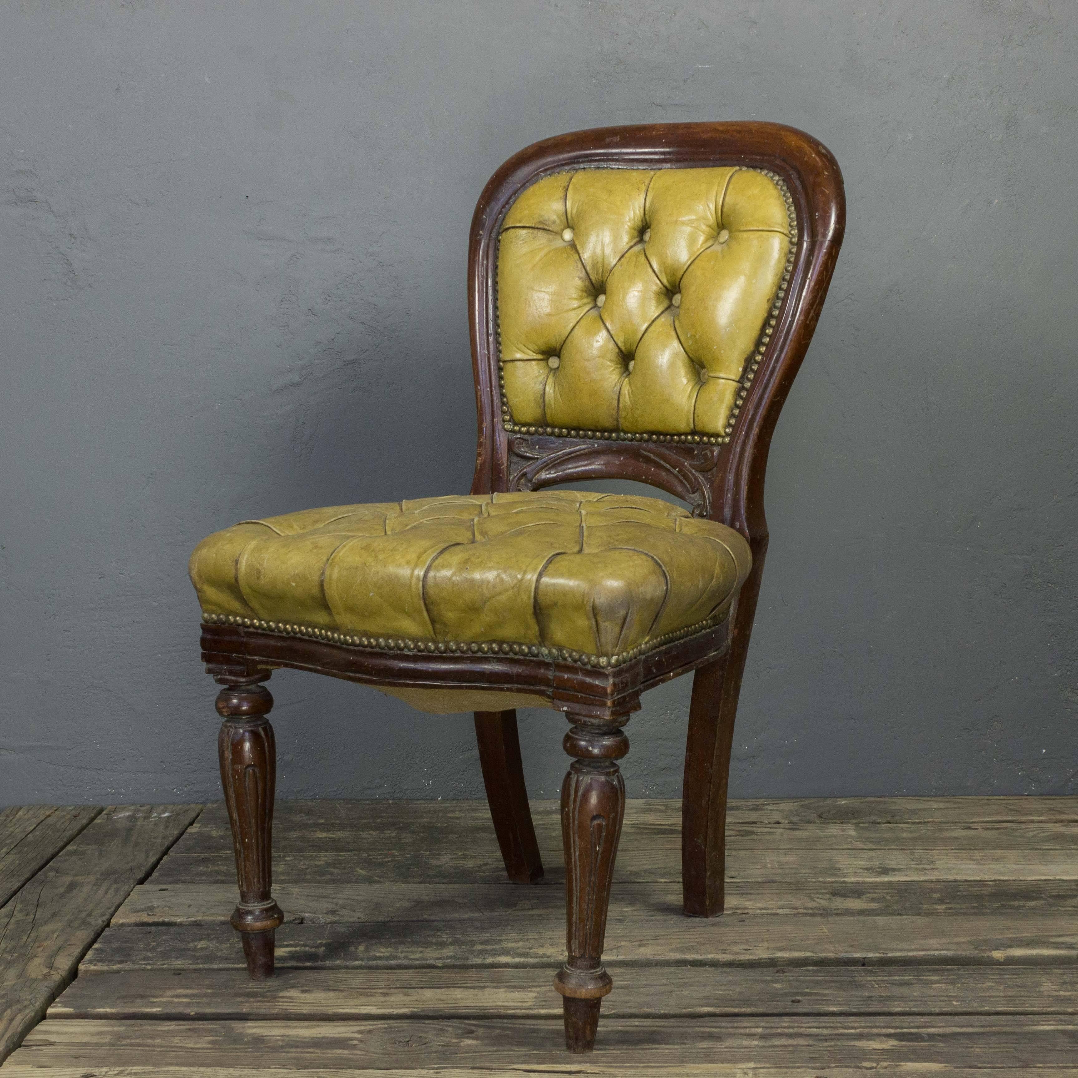 Set of Four 19th Century William IV Tufted Leather Side Chairs 1