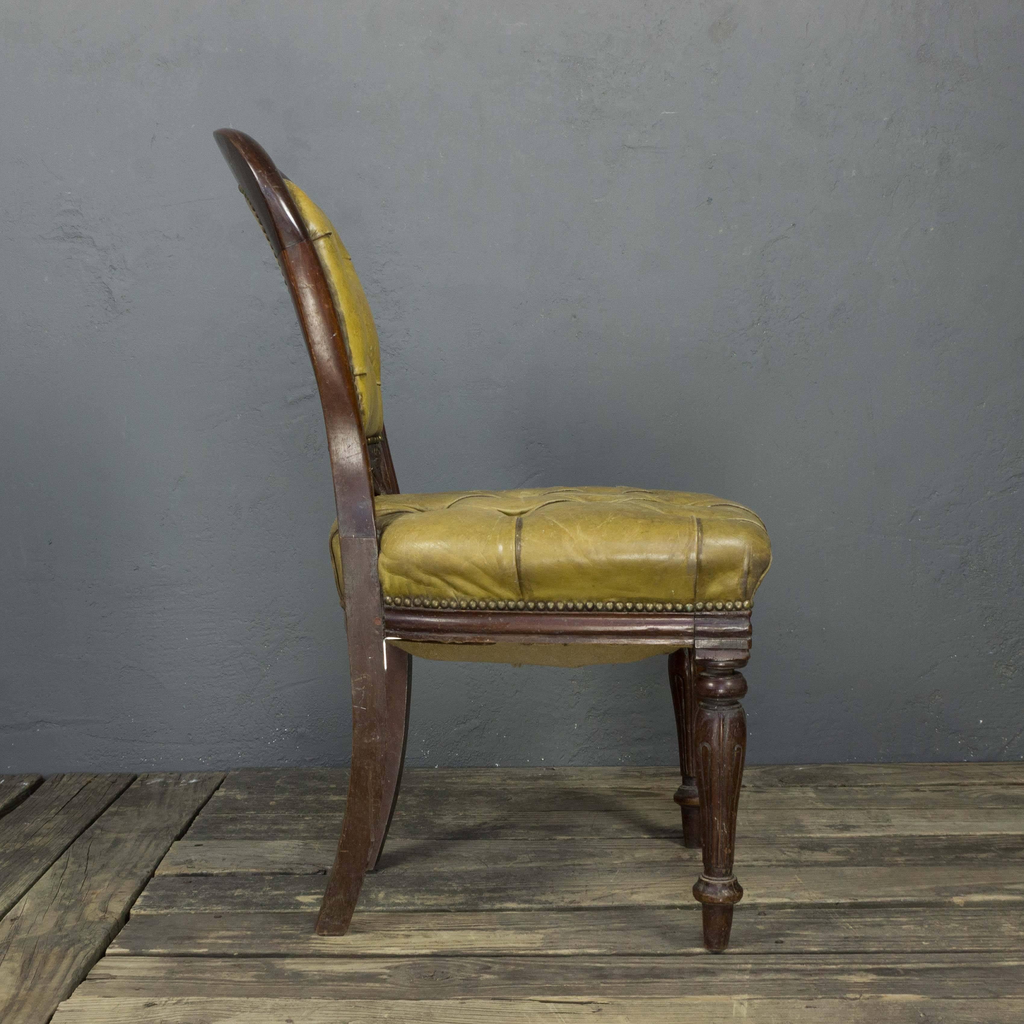 Set of Four 19th Century William IV Tufted Leather Side Chairs 3