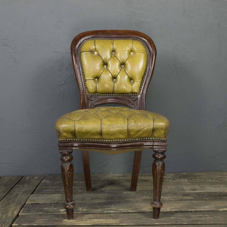 Set of Four William IV Side Chairs with Tufted Leather Upholstery For