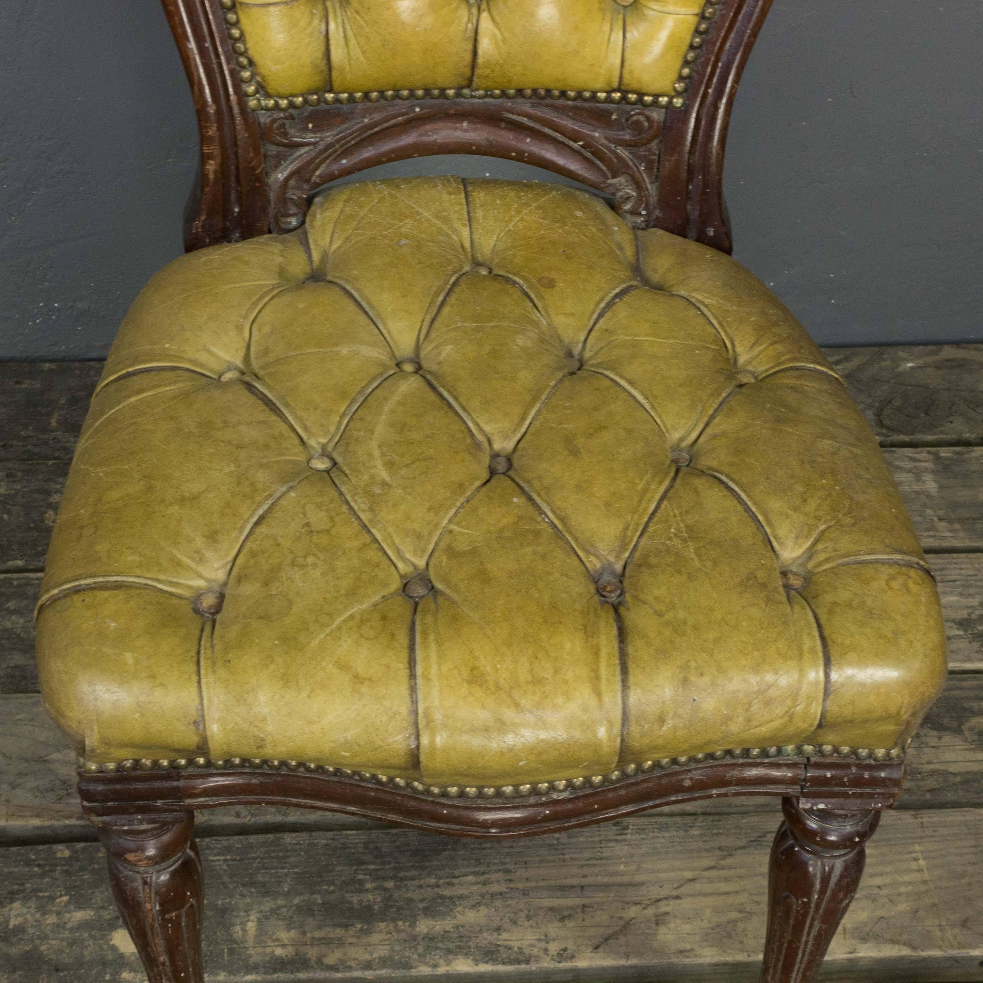 Set of Four 19th Century William IV Tufted Leather Side Chairs 5