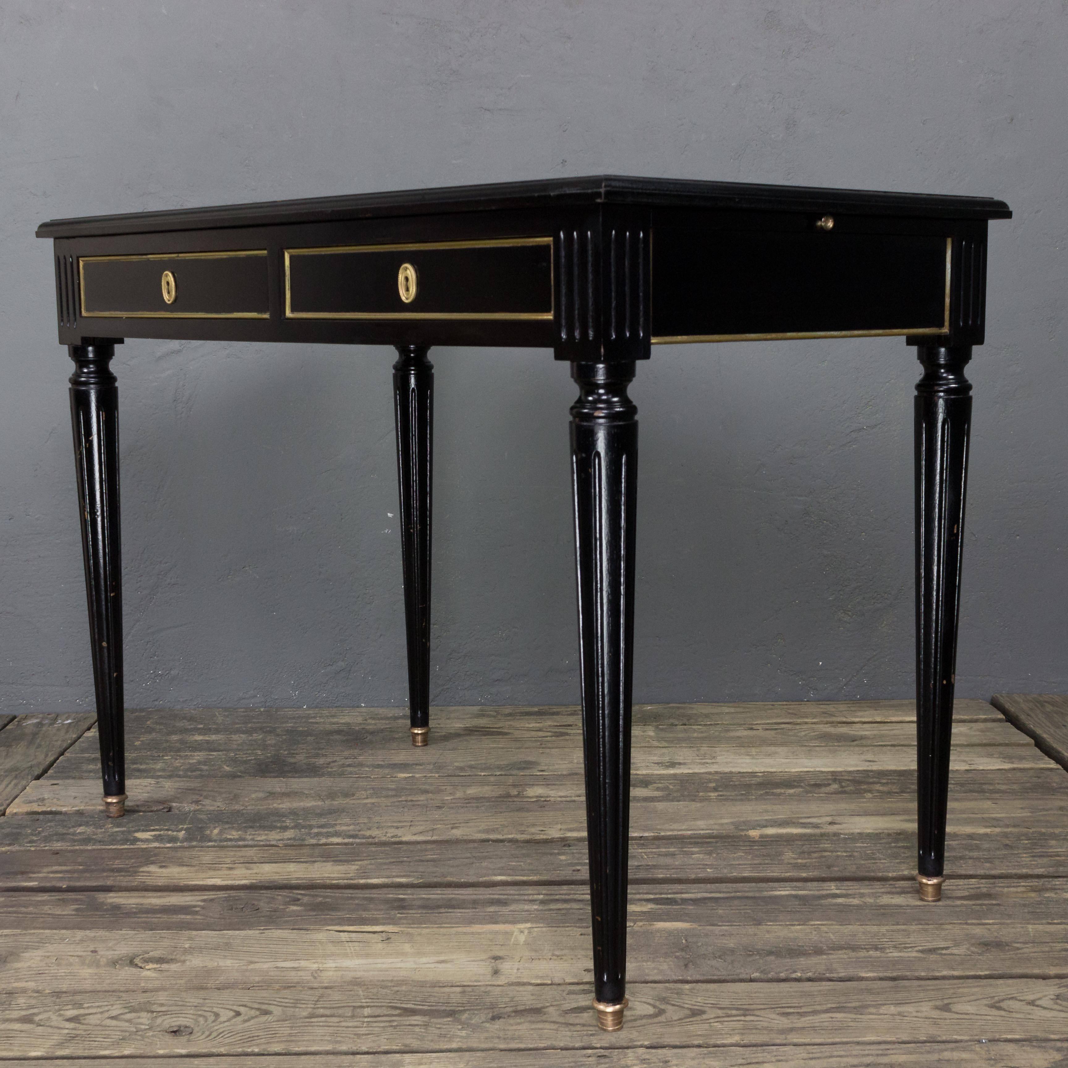 Louis XVI Small Ebonized Lady's Writing Desk with Leather Top