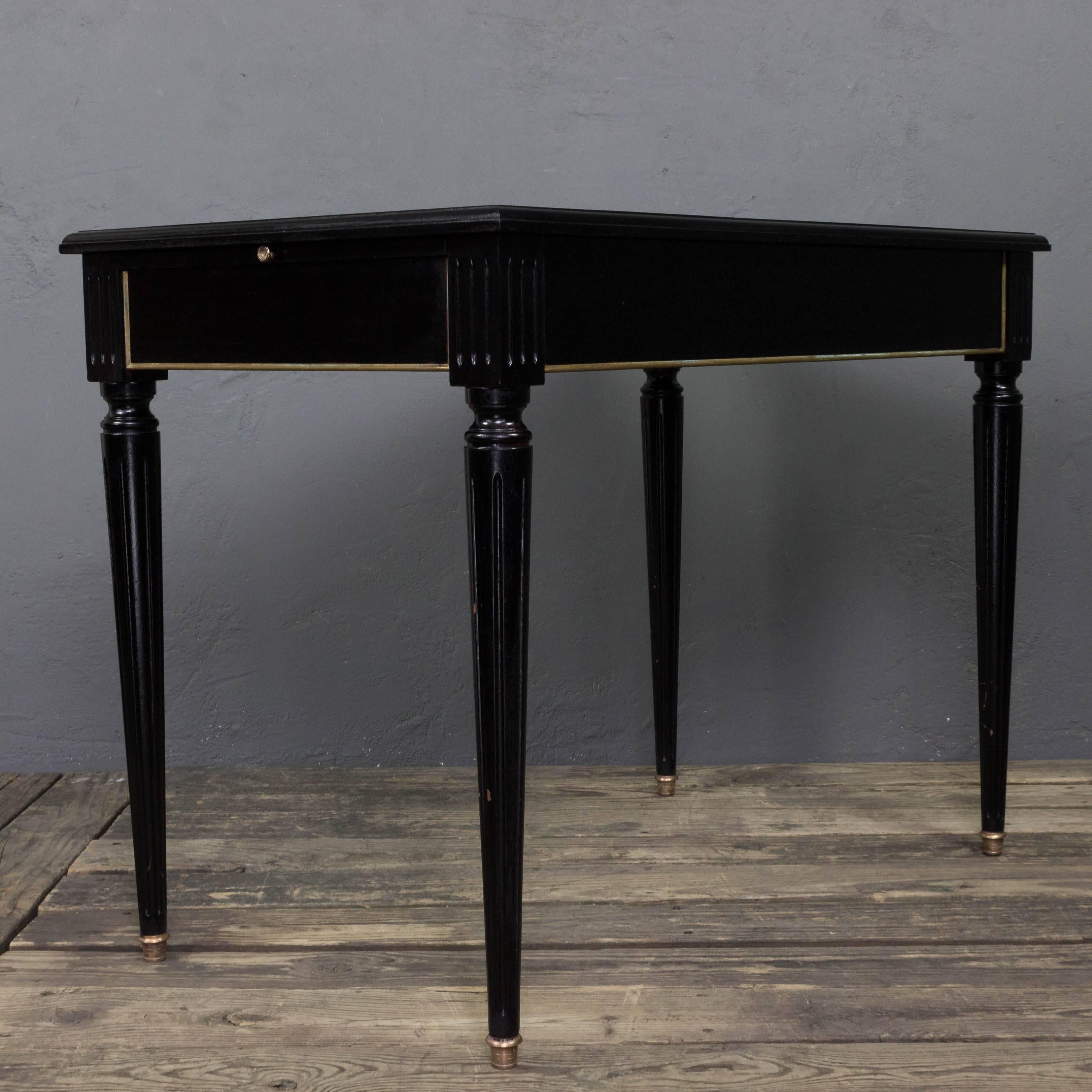 Small Ebonized Lady's Writing Desk with Leather Top 1