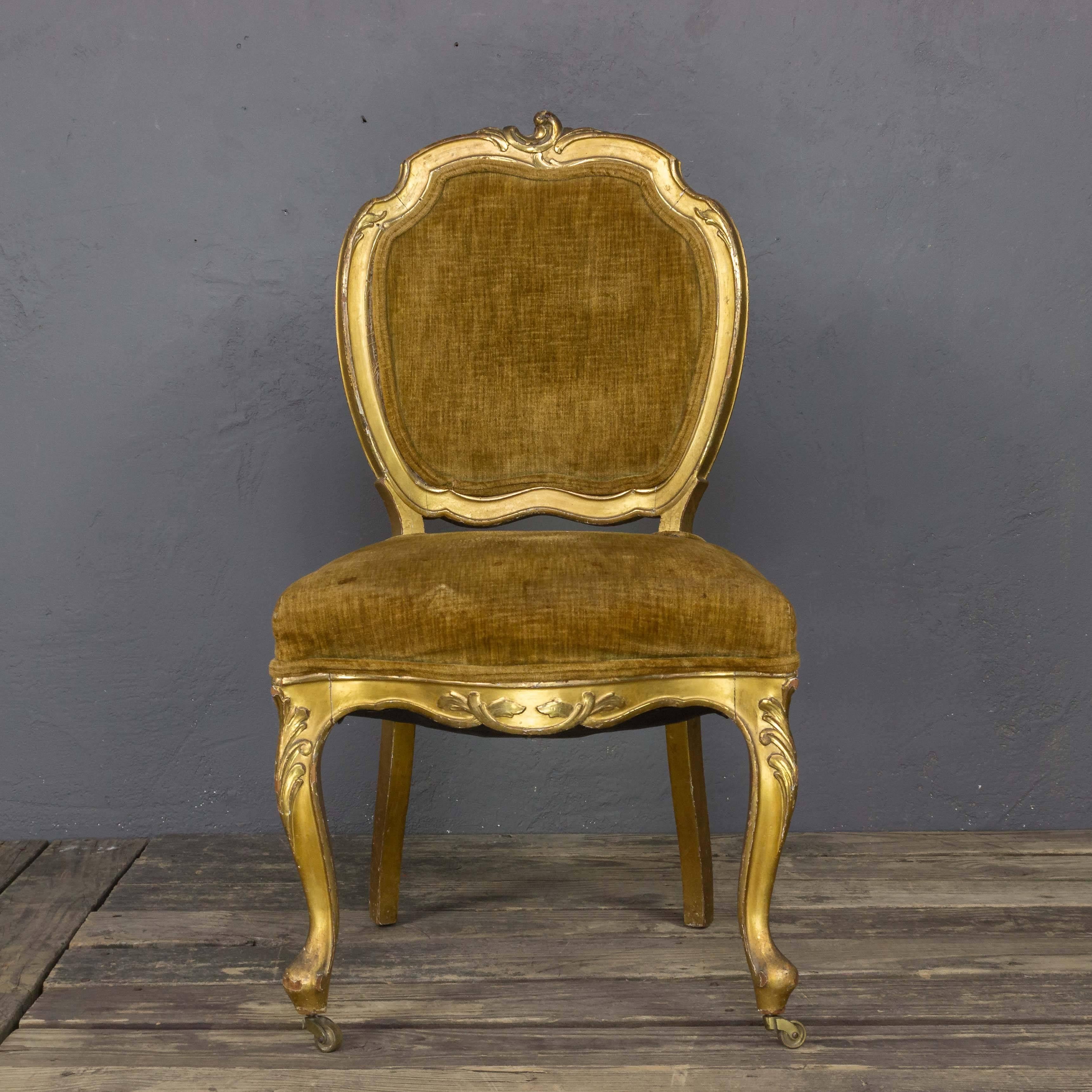 Pair of Rococo Revival Giltwood Side Chairs In Fair Condition In Buchanan, NY