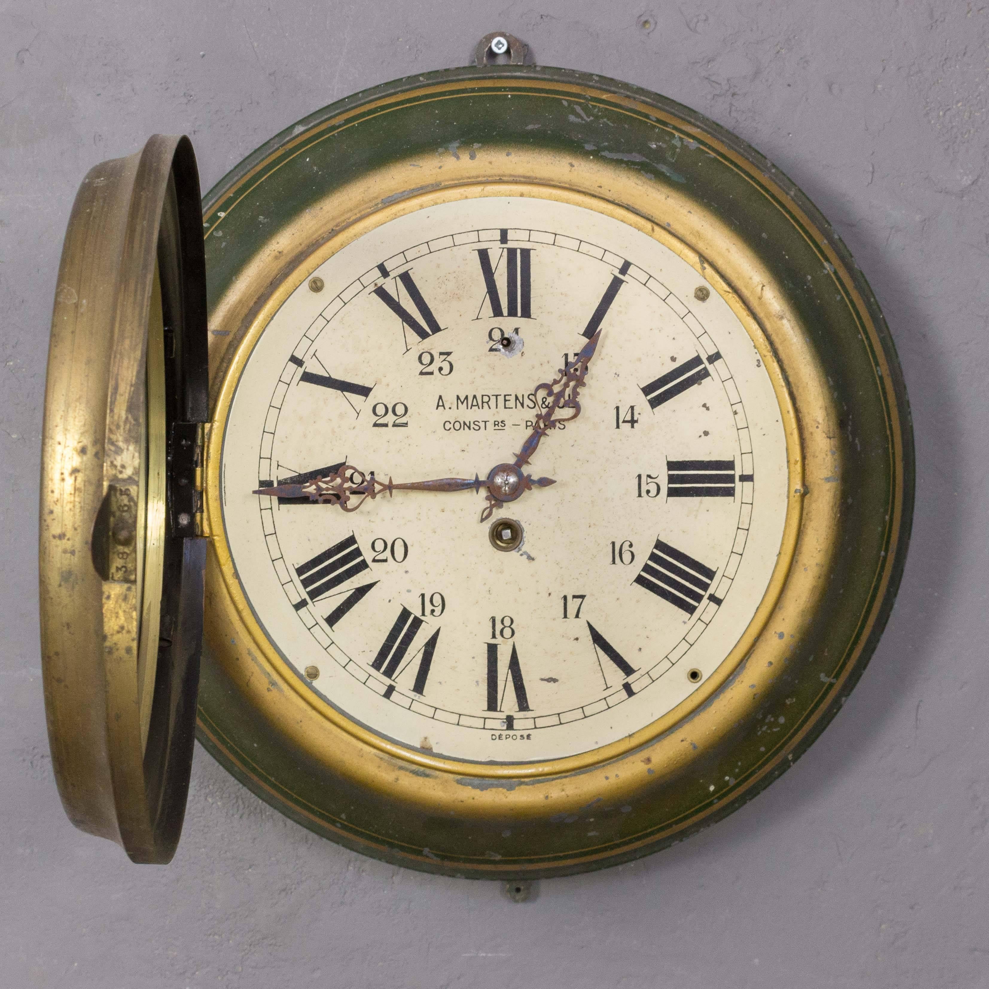 Early 20th Century Vintage Industrial French Tole Wall Clock