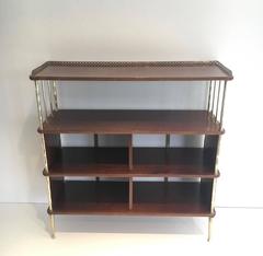 Elegant Brass and Mahogany Etagere by Maison Baguès