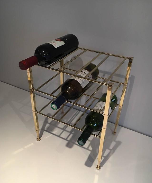 French Brass Wine Rack by Maison Jansen For Sale at 1stDibs