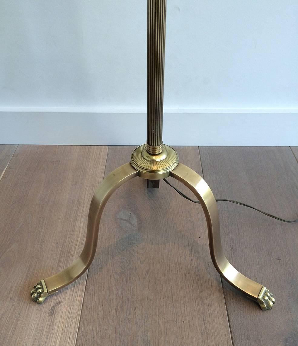 Brass Pair of French Neoclassical Adjustable Reading Floor Lamps by Maison Jansen